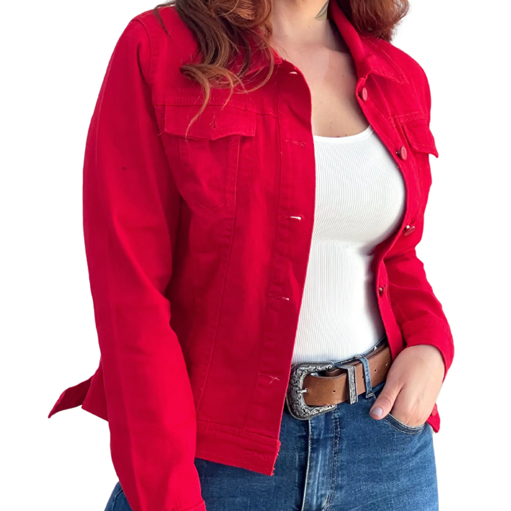 Chaqueta Mezclilla Denim Rojo 2