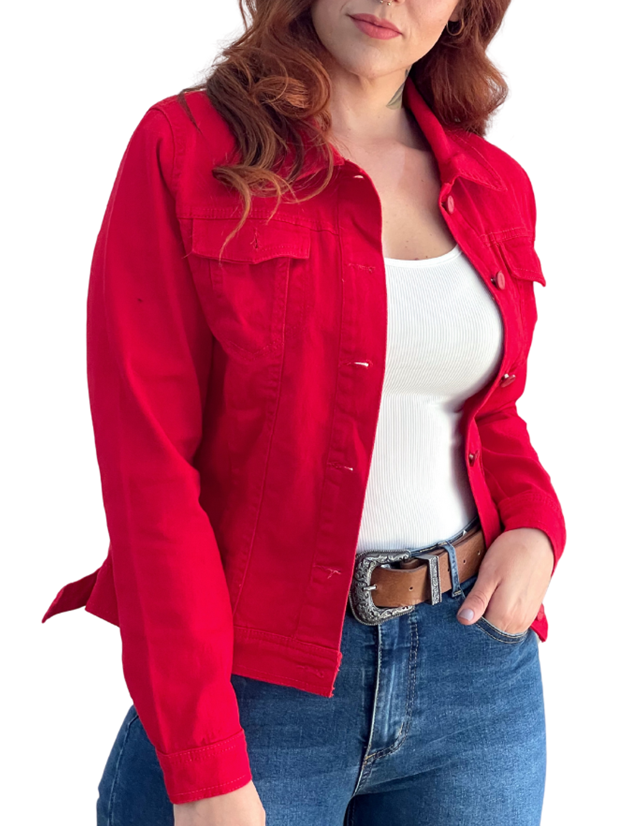Chaqueta Mezclilla Denim Rojo 2
