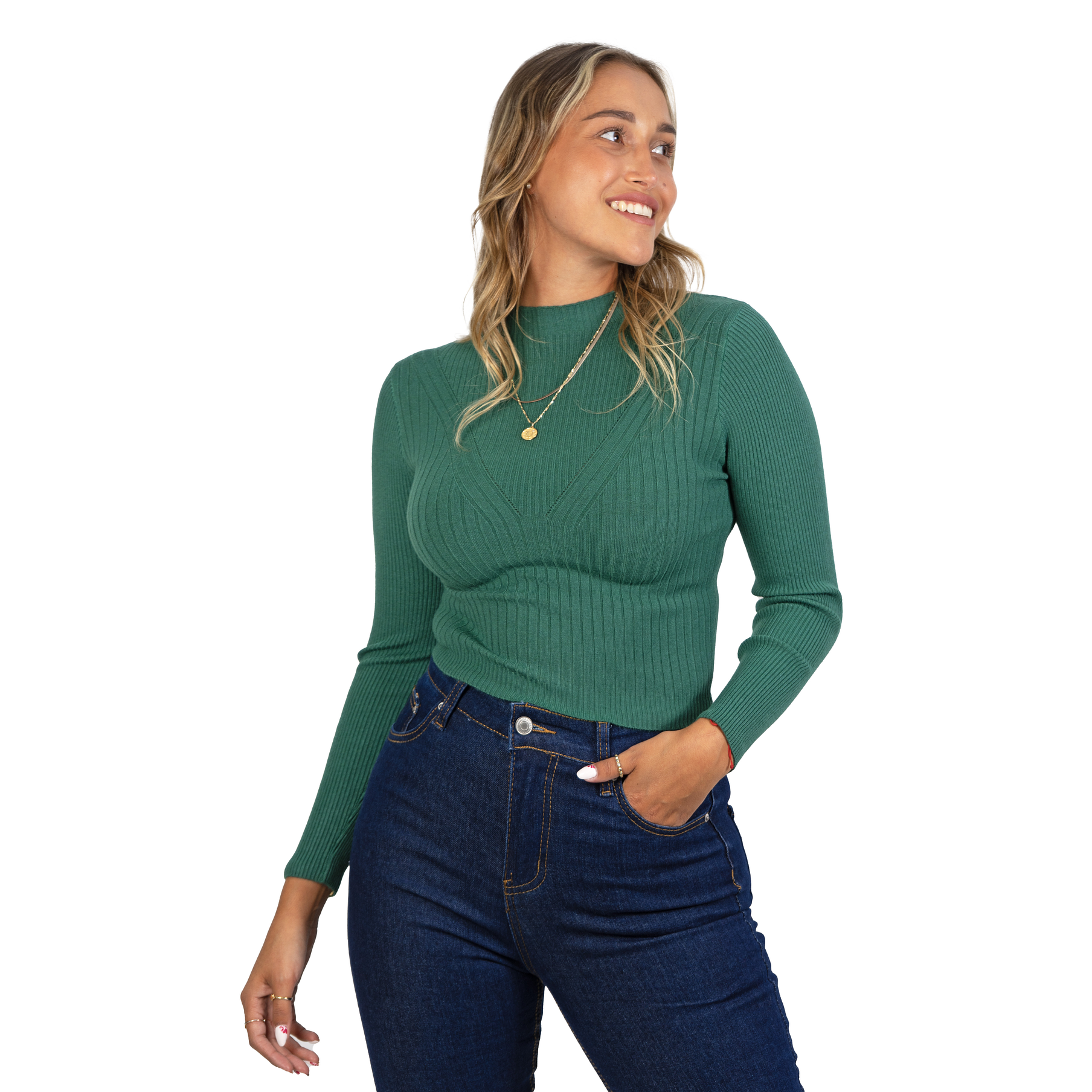 Sweater beatle mujer cuello medio colores crop diseño Isis 6