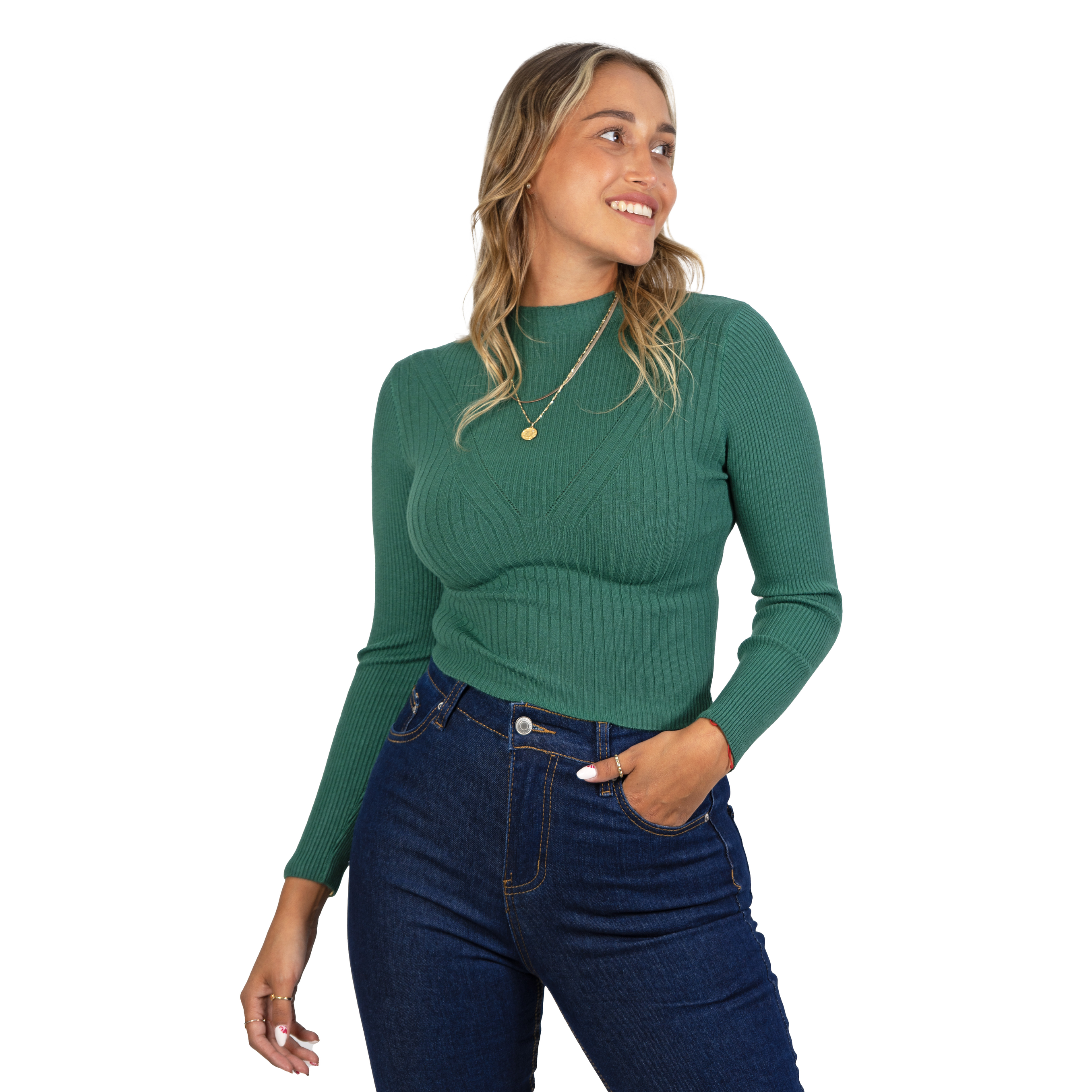Sweater beatle mujer cuello medio colores crop diseño Isis 6