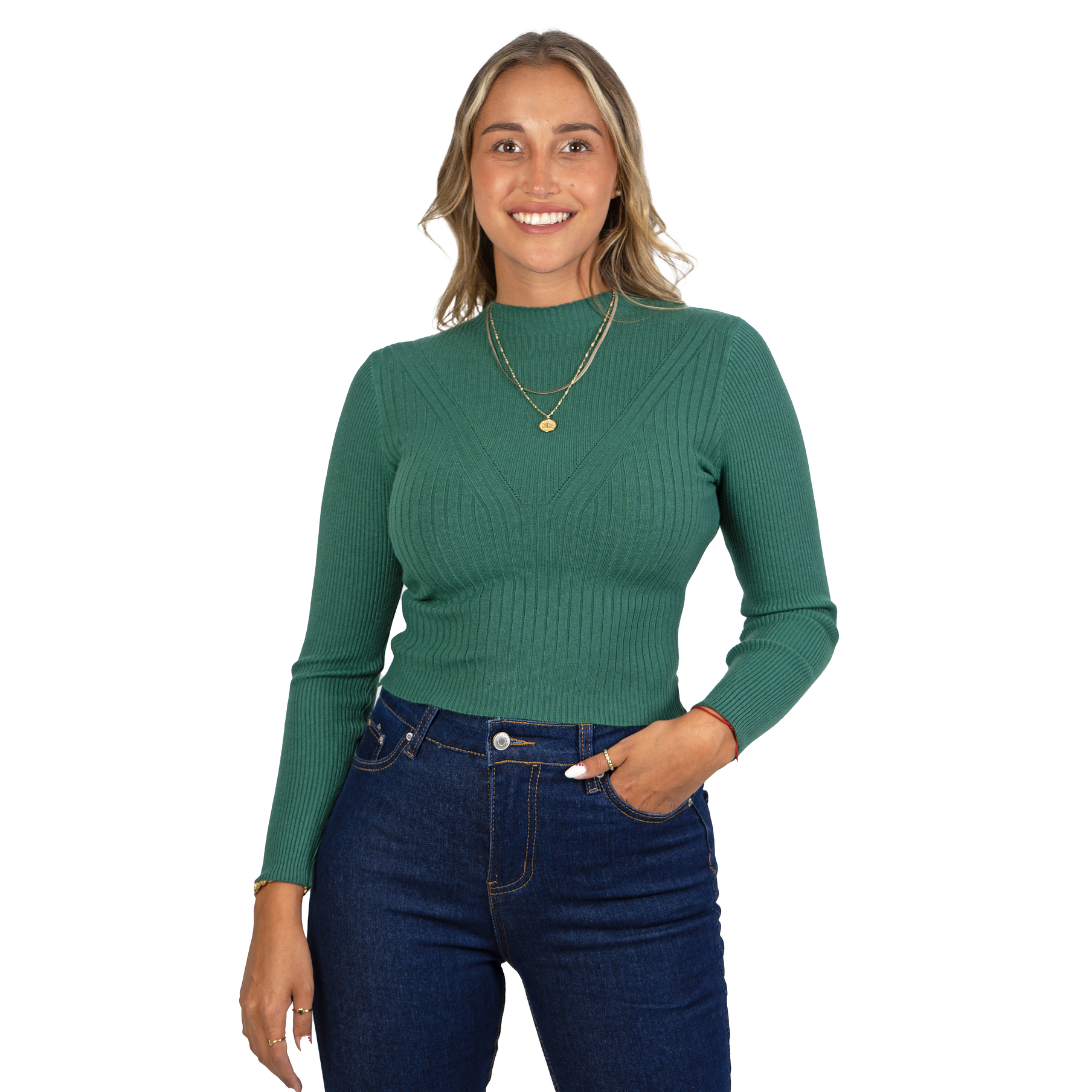 Sweater beatle mujer cuello medio colores crop diseño Isis 8