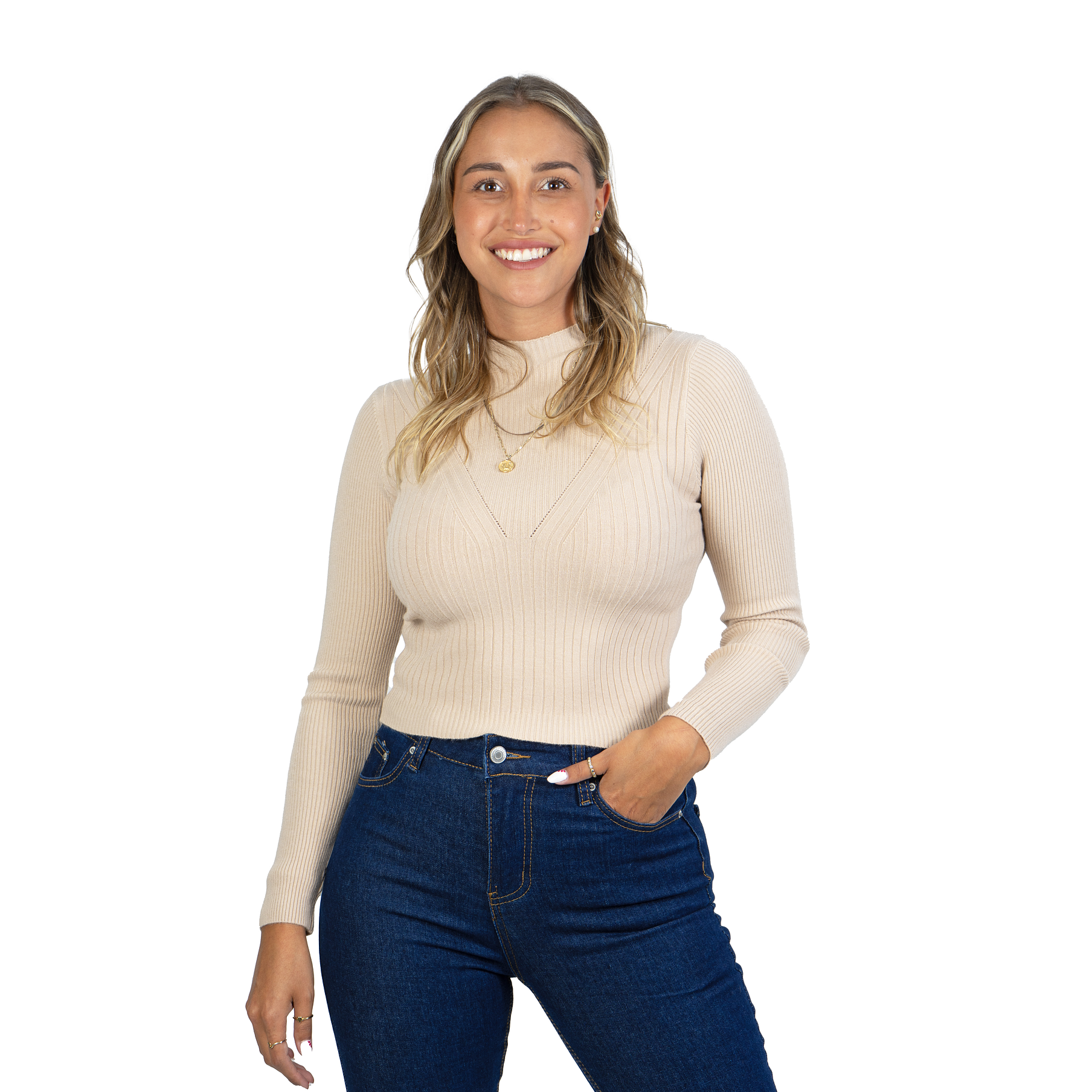 Sweater beatle mujer cuello medio colores crop diseño Isis 9