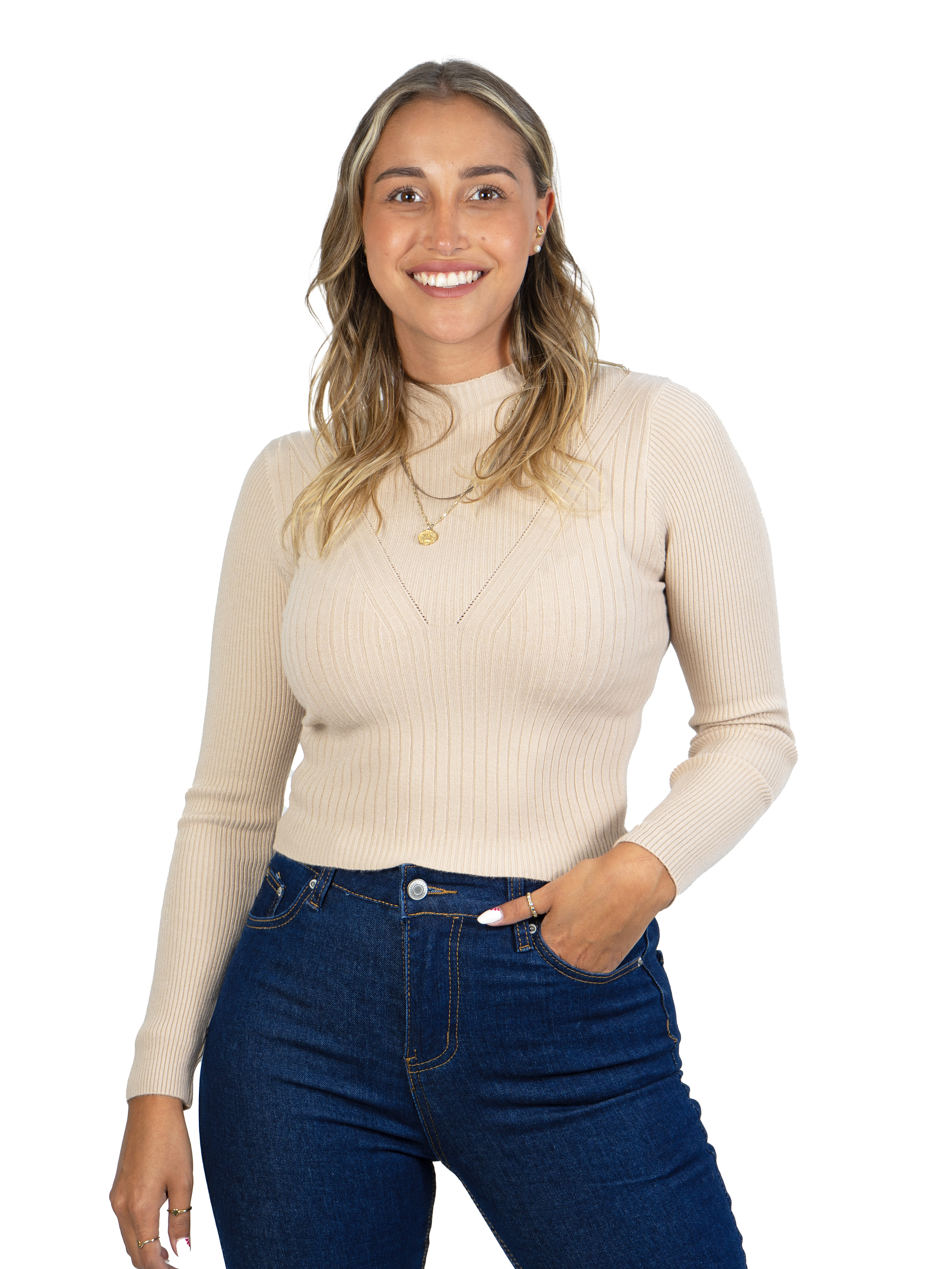 Sweater beatle mujer cuello medio colores crop diseño Isis 9