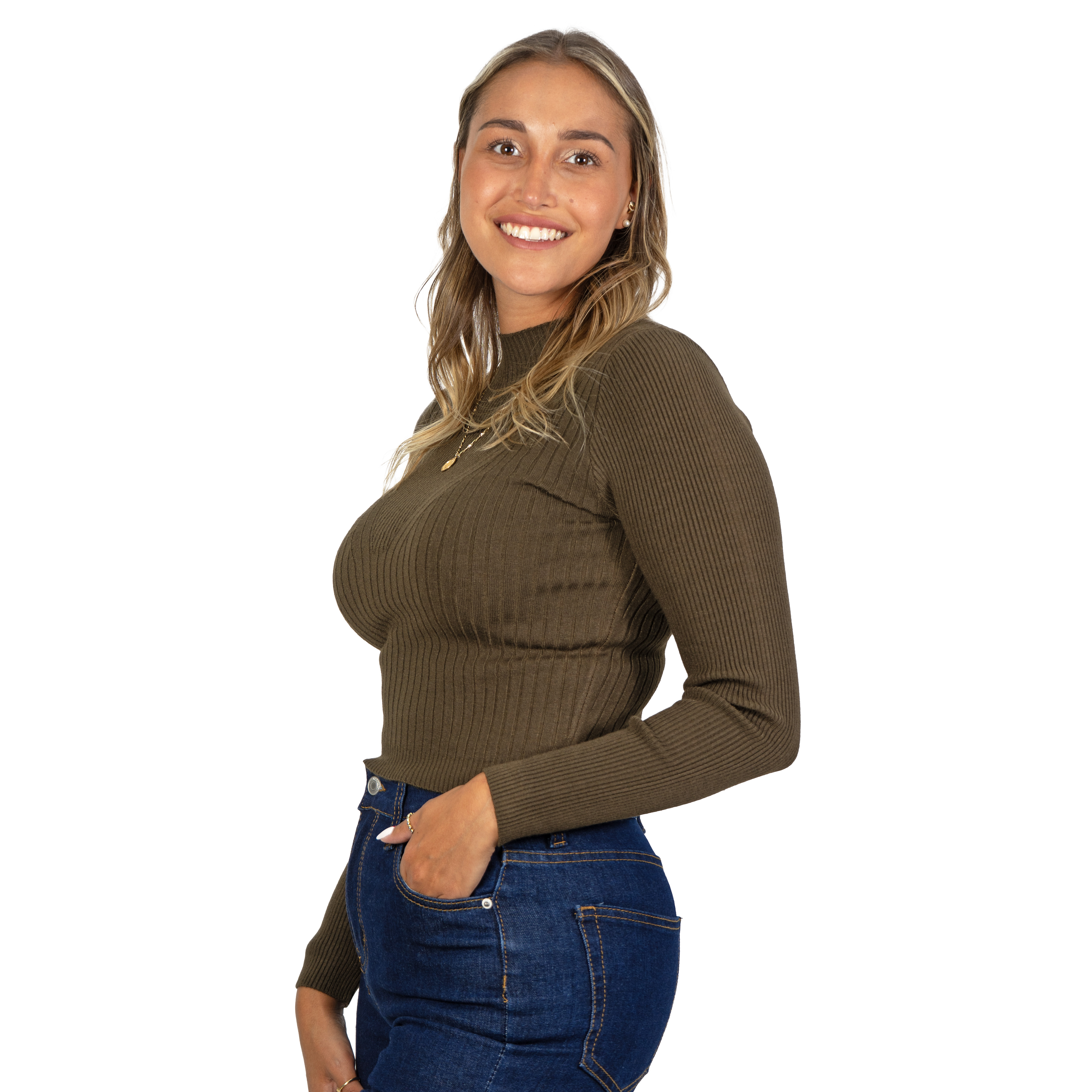 Sweater beatle mujer cuello medio colores crop diseño Isis 12