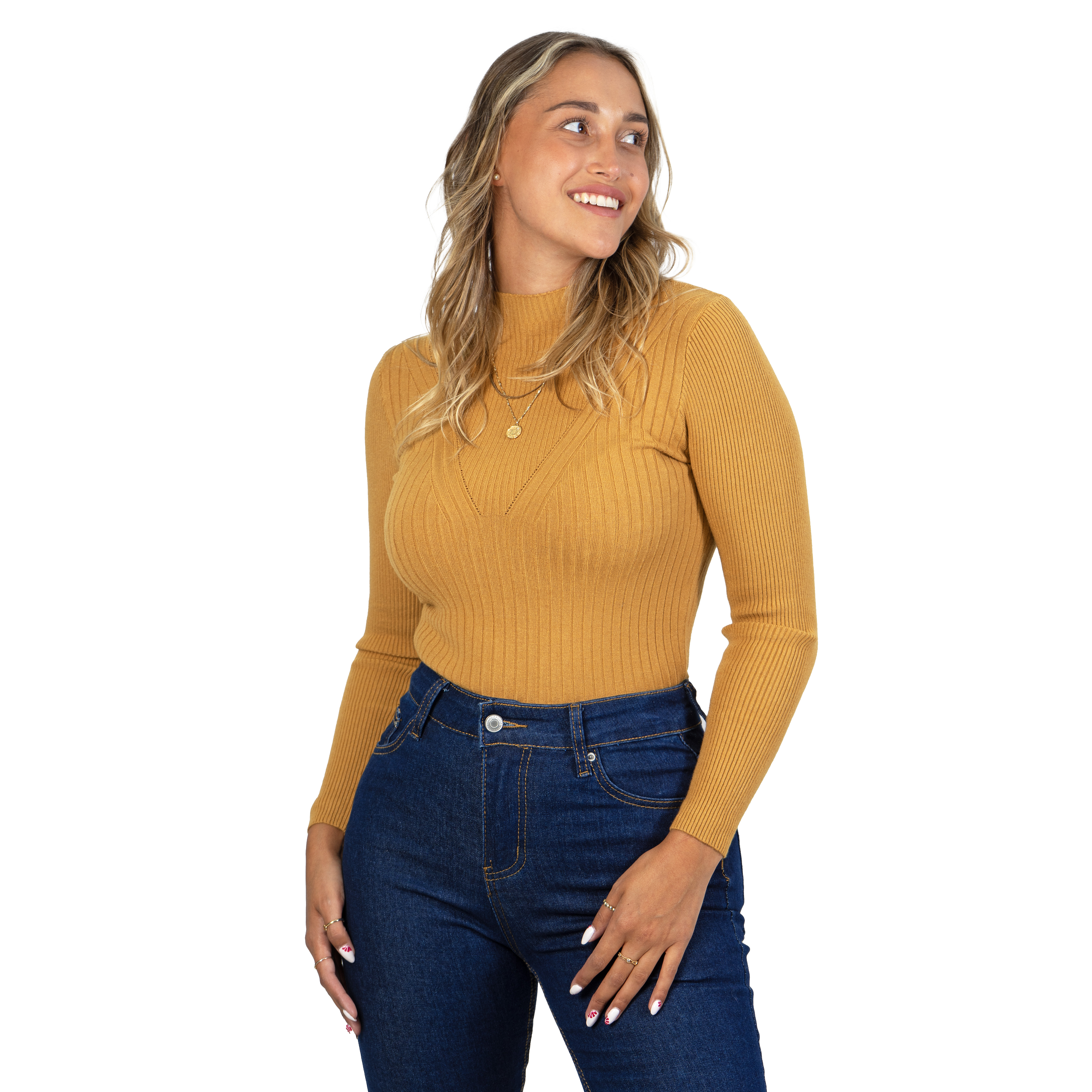 Sweater beatle mujer cuello medio colores crop diseño Isis 15