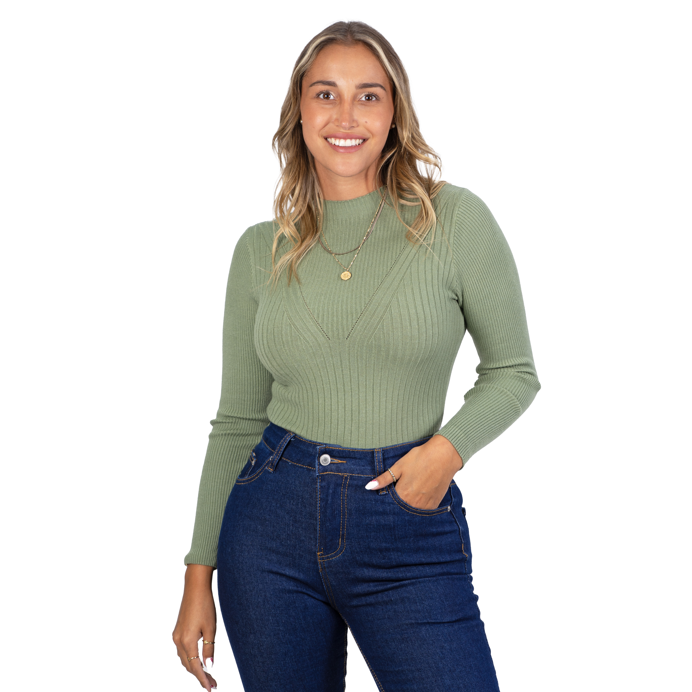 Sweater beatle mujer cuello medio colores crop diseño Isis 1