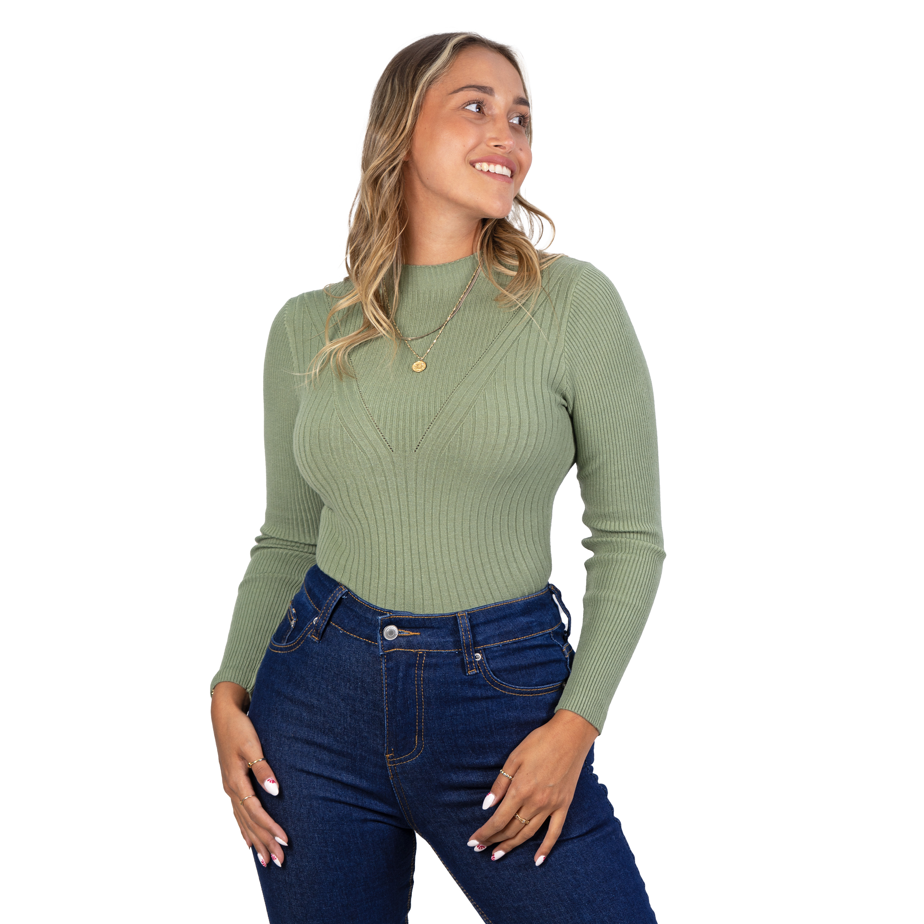 Sweater beatle mujer cuello medio colores crop diseño Isis 3