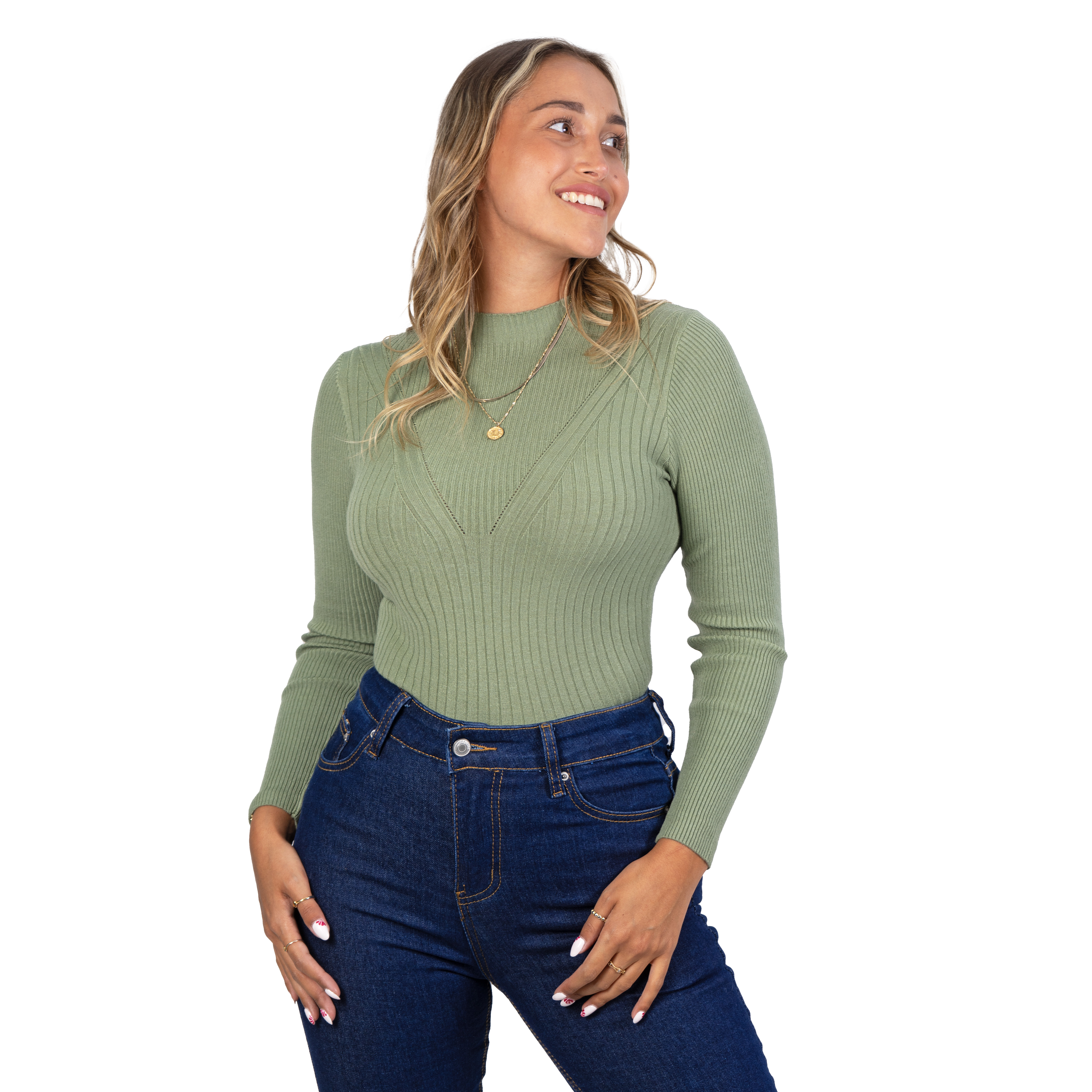 Sweater beatle mujer cuello medio colores crop diseño Isis 3