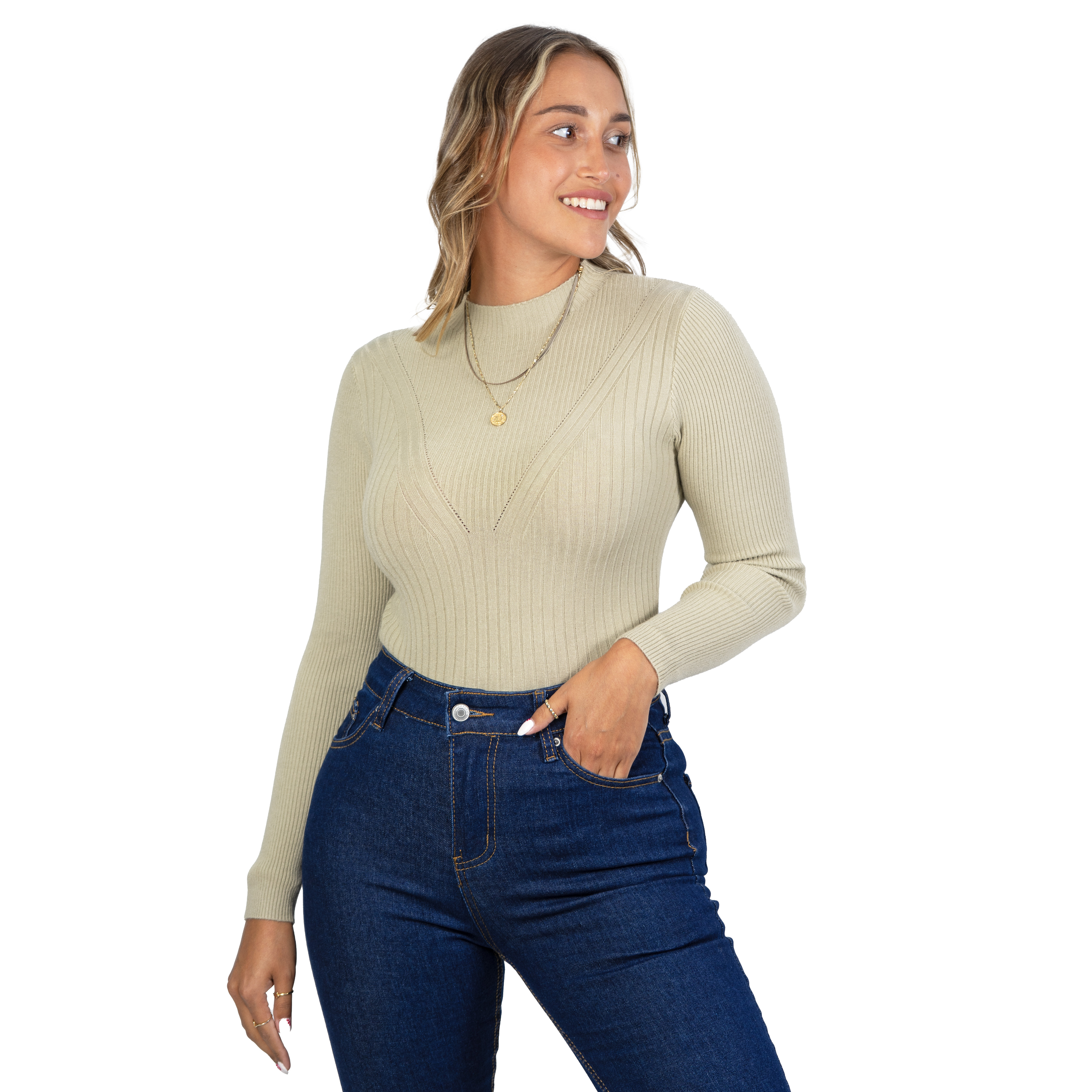 Sweater beatle mujer cuello medio colores crop diseño Isis 29