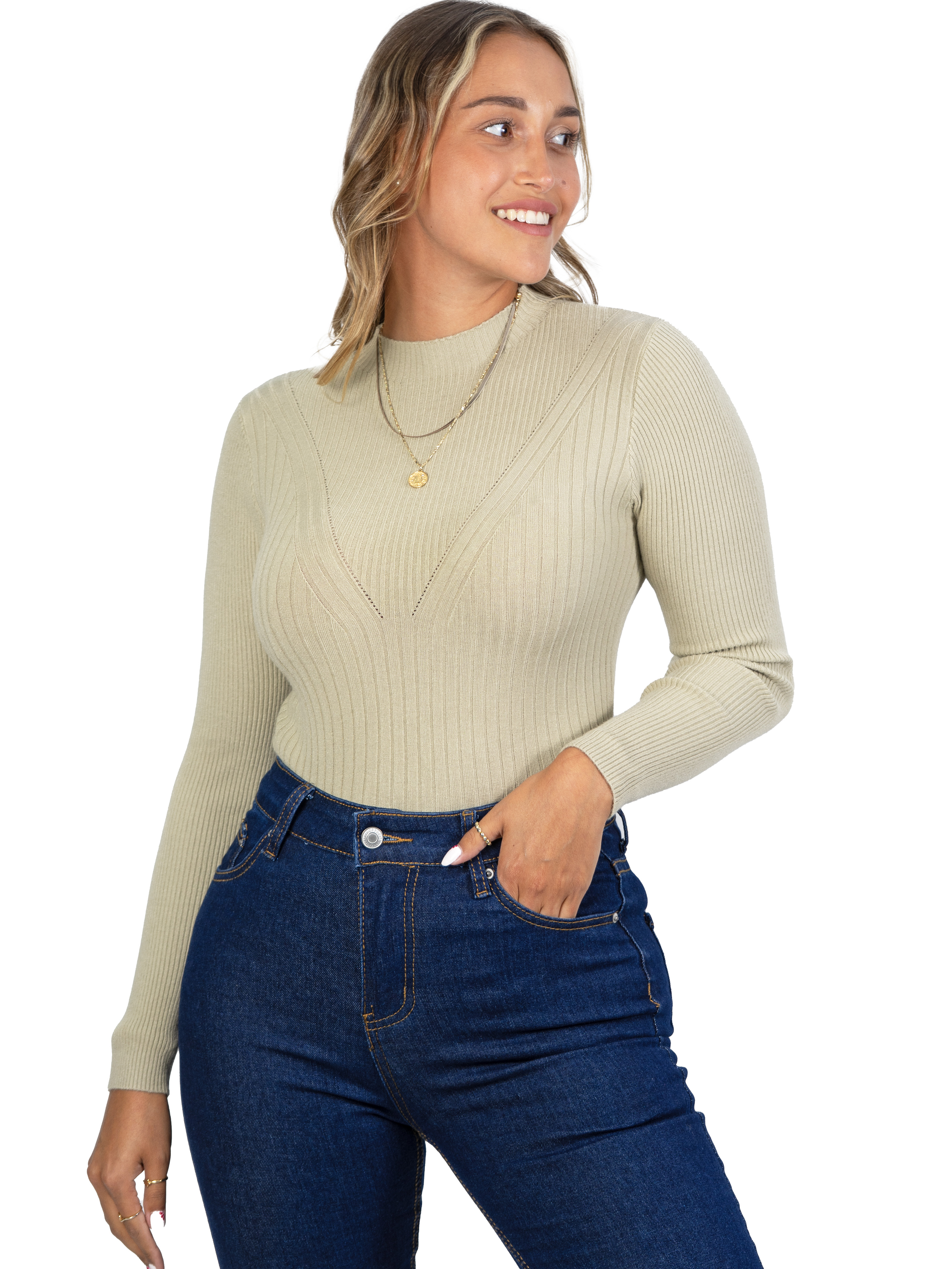 Sweater beatle mujer cuello medio colores crop diseño Isis 29