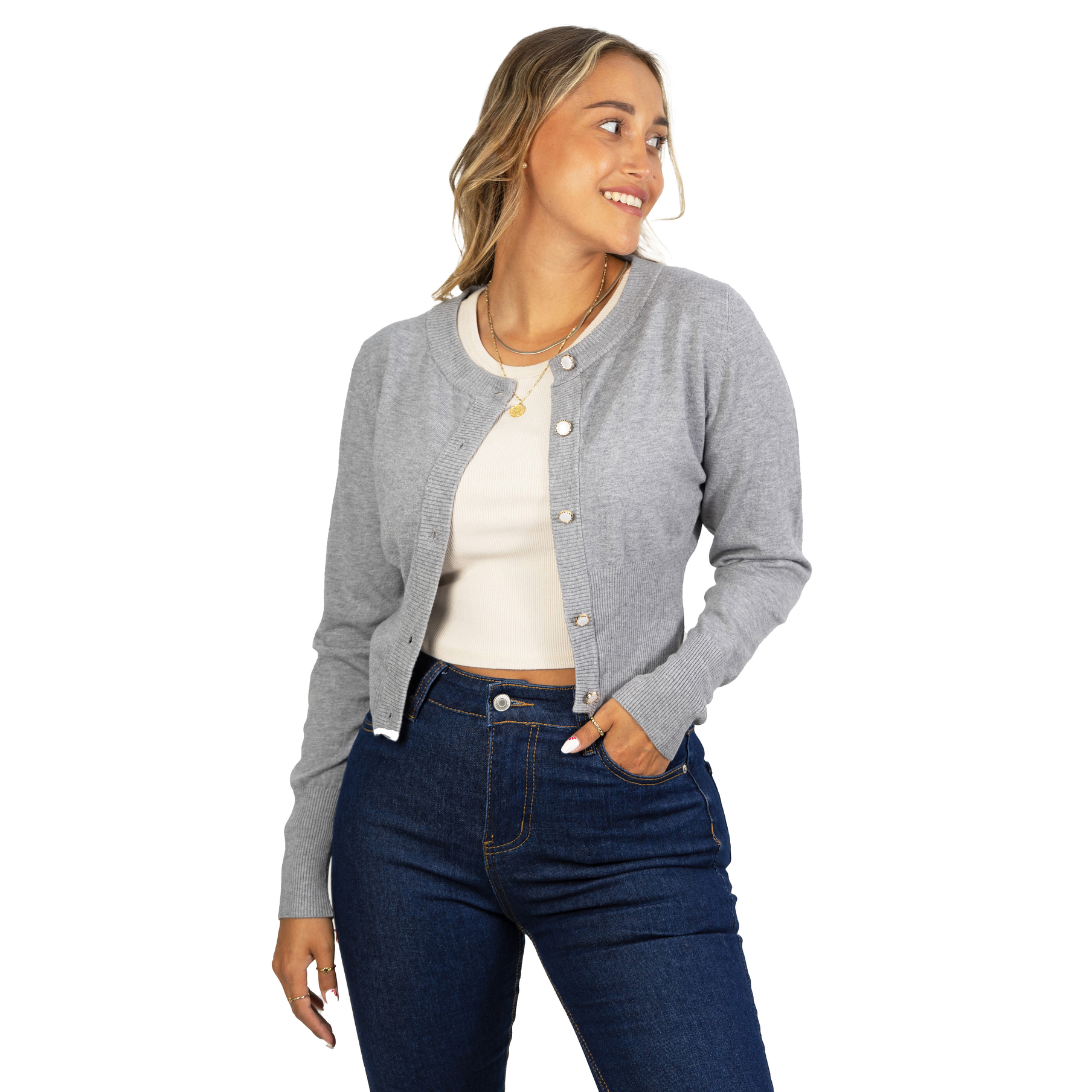 Chaleco mujer básico botones corto colores Mar 1