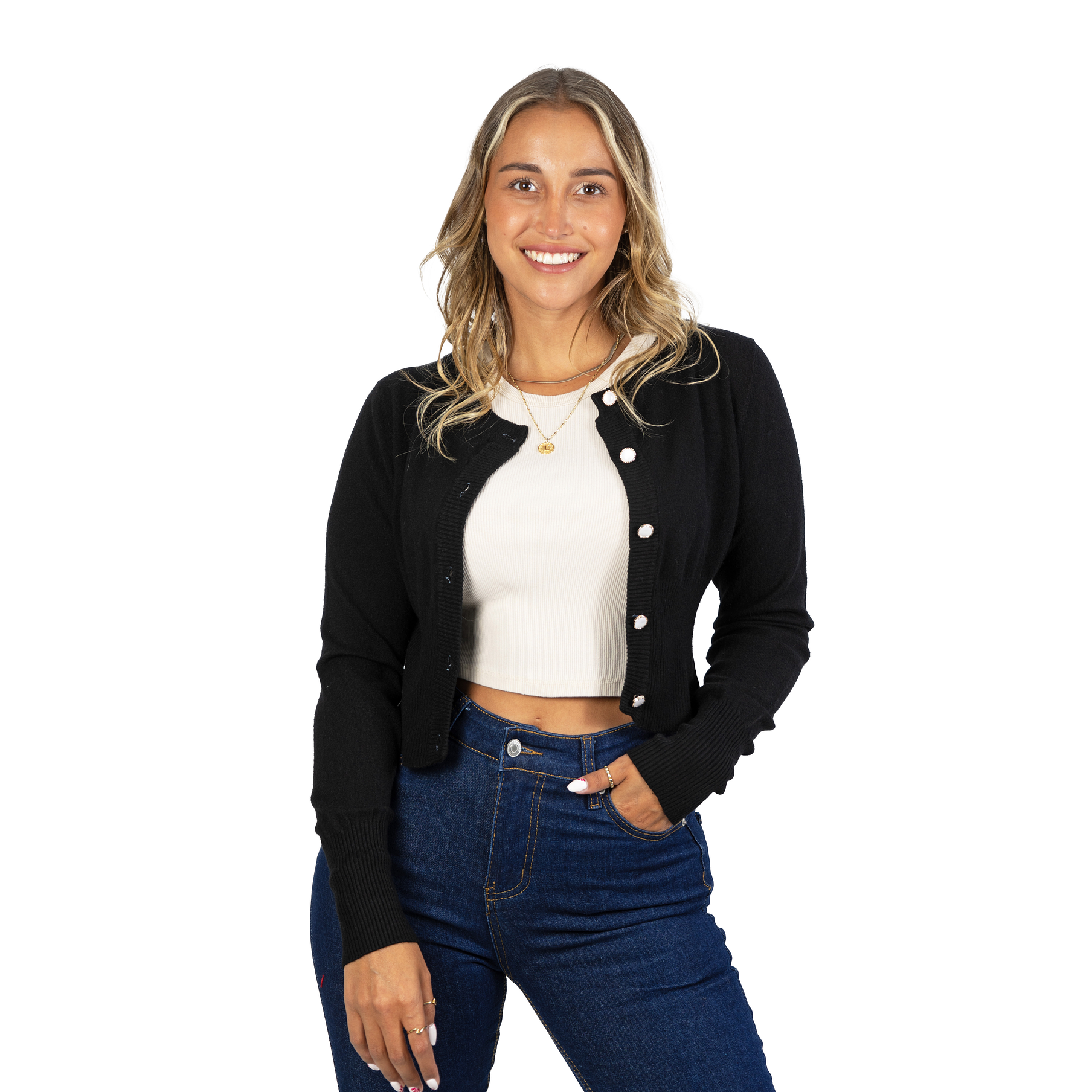 Chaleco mujer básico botones corto colores Mar 6