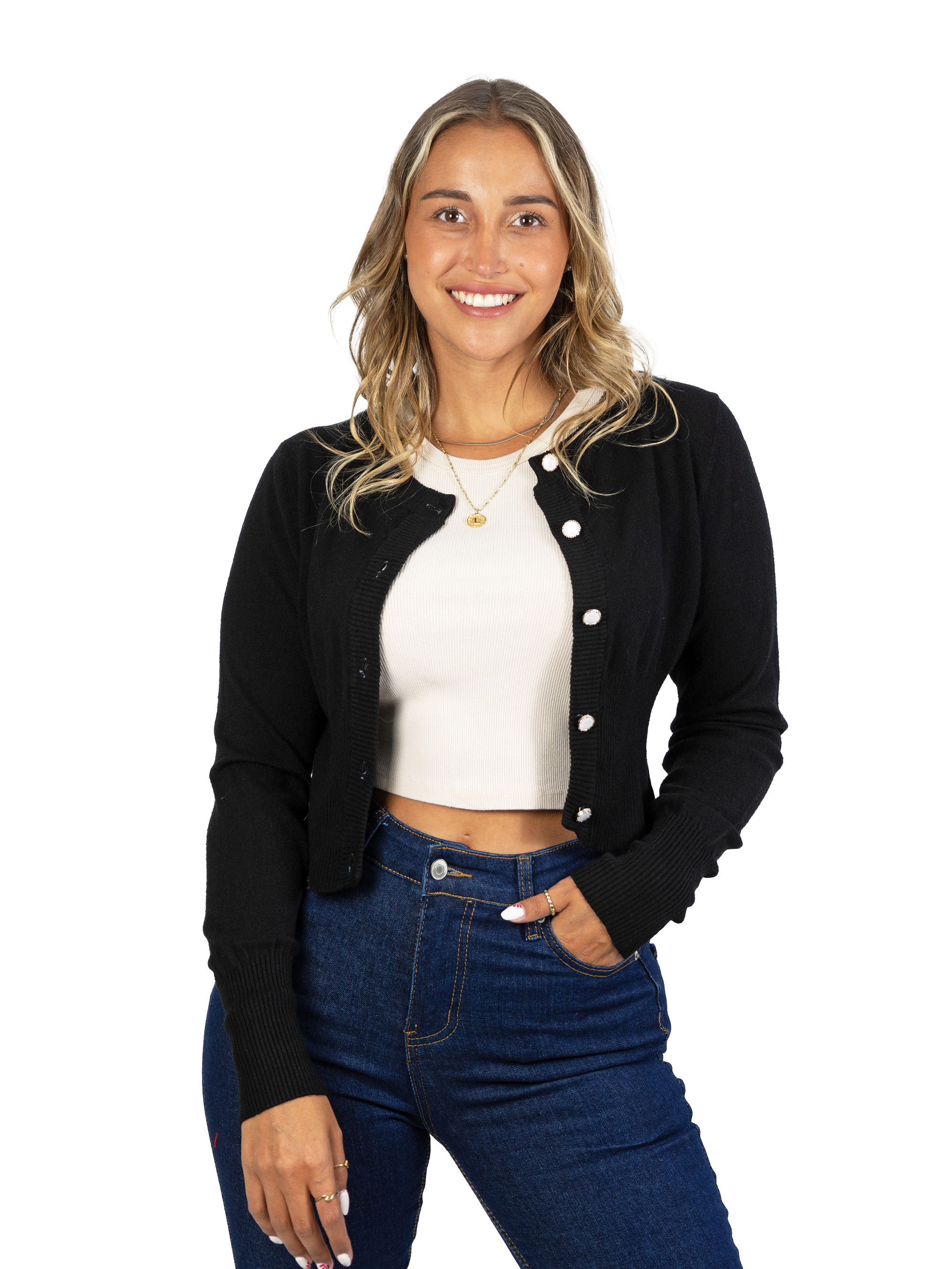 Chaleco mujer básico botones corto colores Mar 6