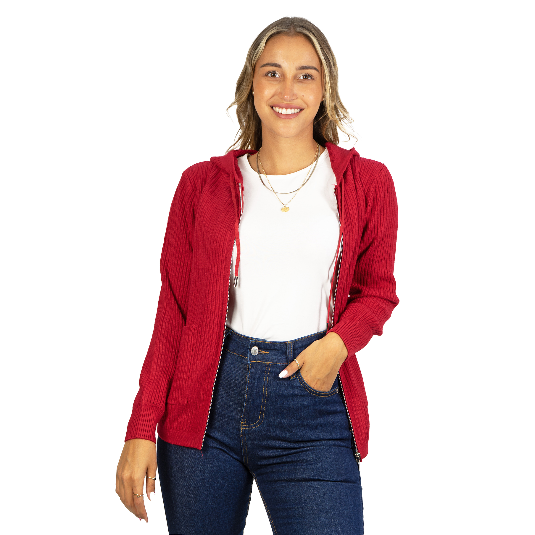 Chaleco mujer cierre gorro básico colores Eva 4