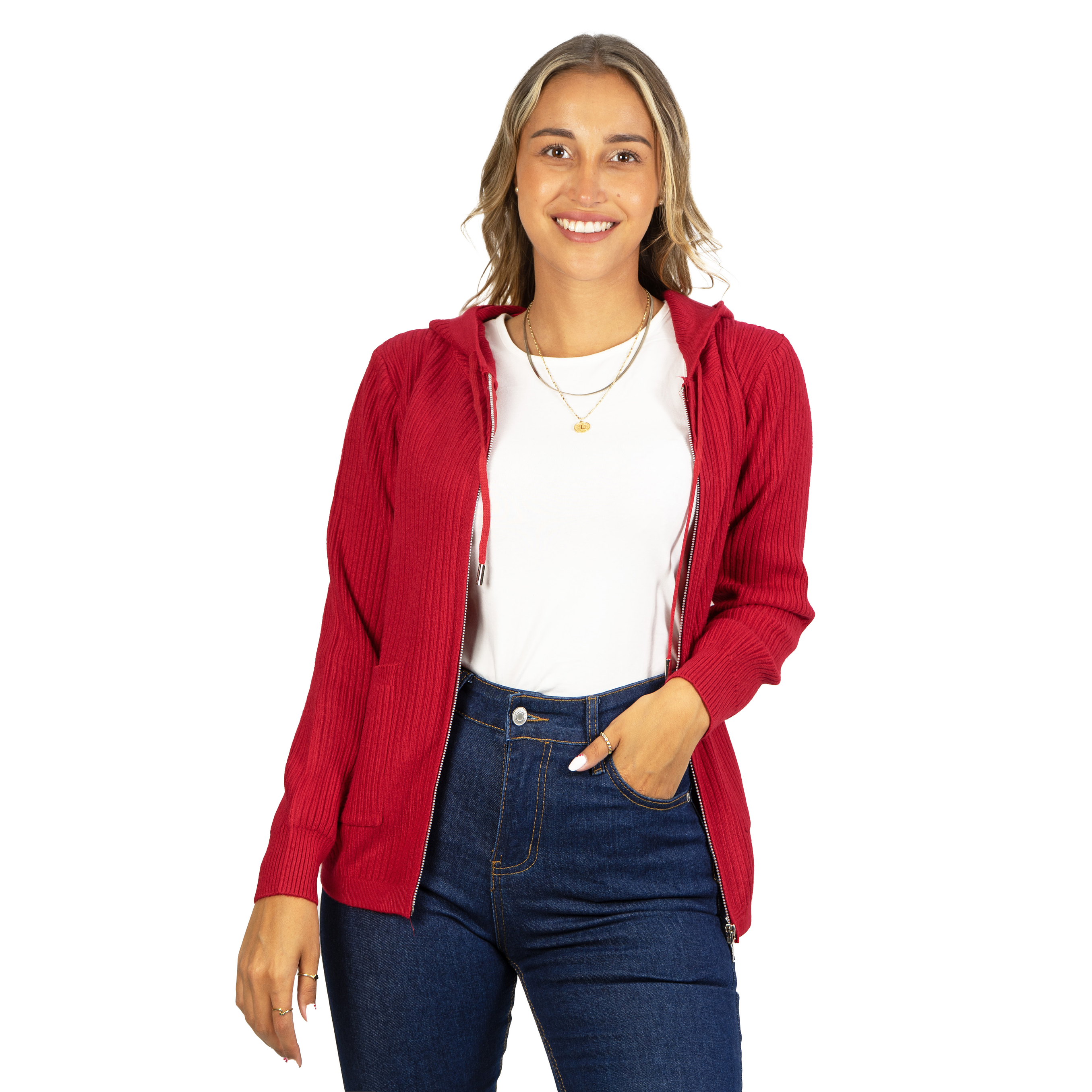 Chaleco mujer cierre gorro básico colores Eva 4