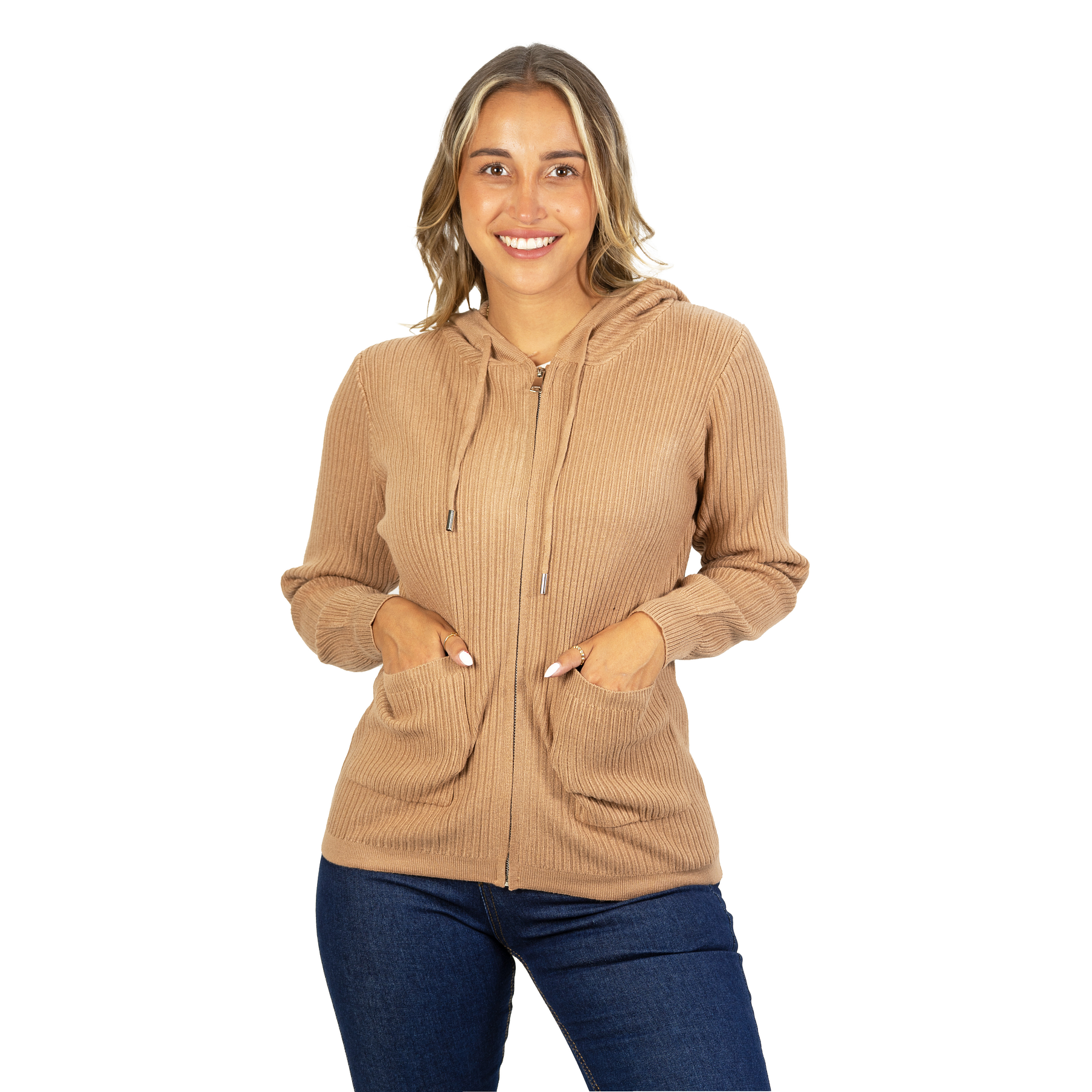 Chaleco mujer cierre gorro básico colores Eva 1