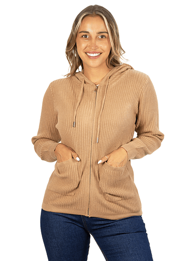 Chaleco mujer cierre gorro básico colores Eva