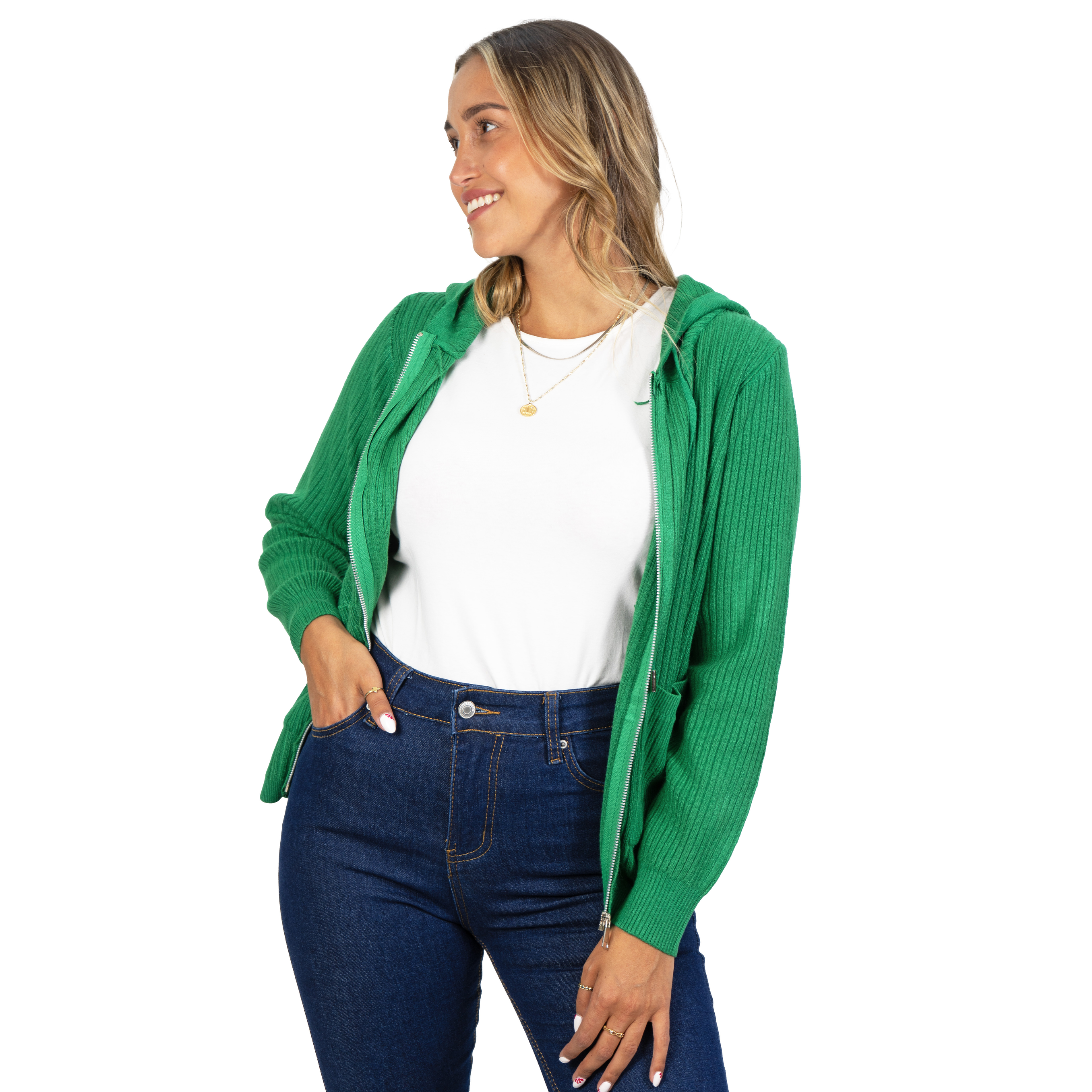 Chaleco mujer cierre gorro básico colores Eva 6