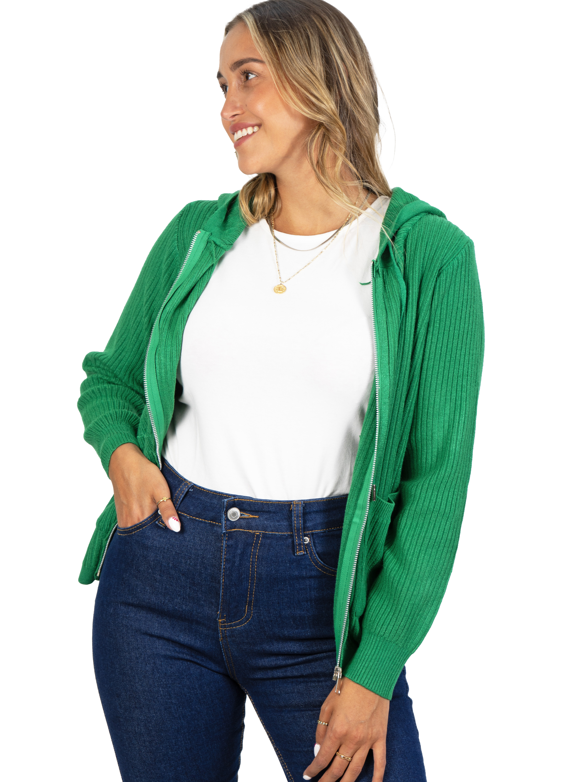 Chaleco mujer cierre gorro básico colores Eva 6