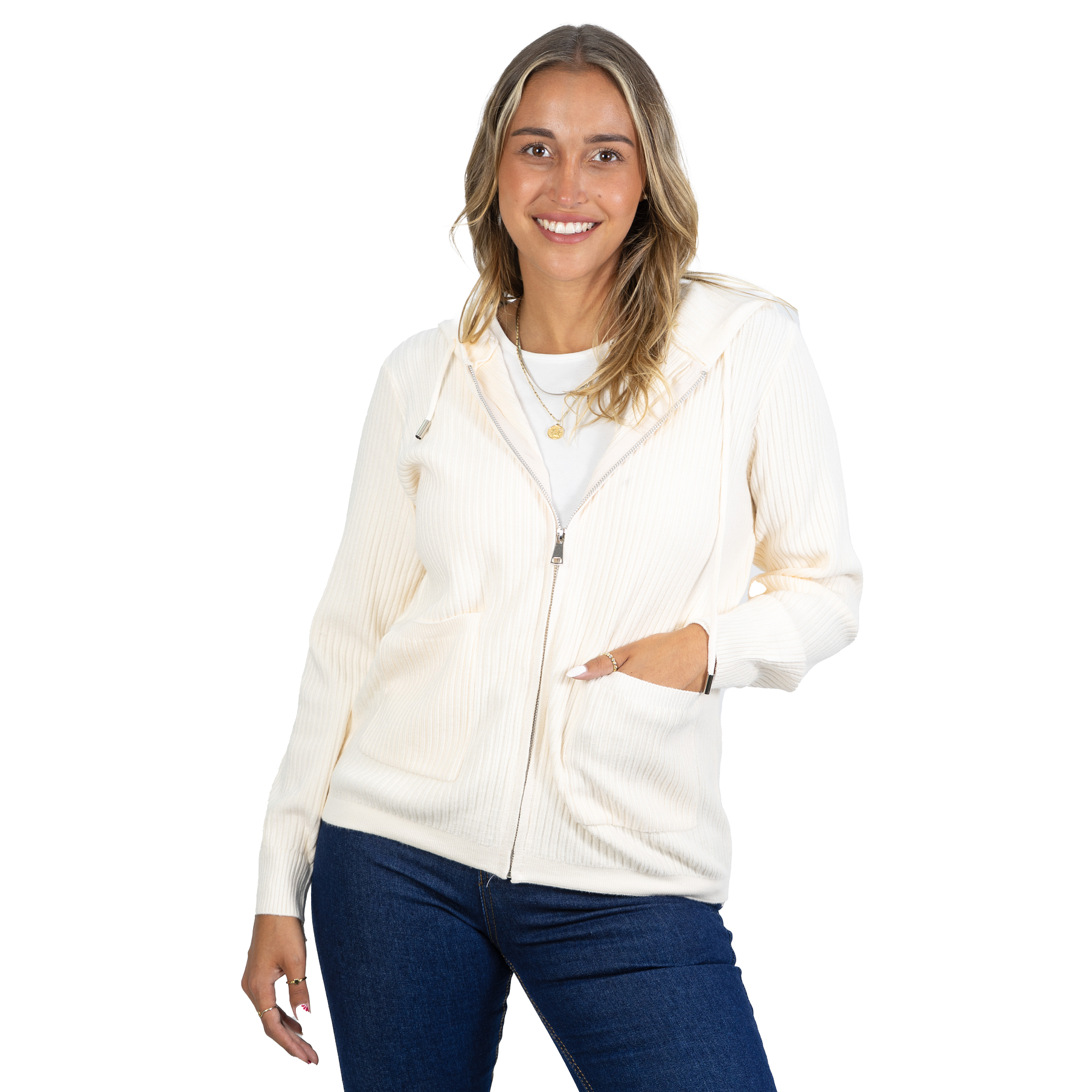 Chaleco mujer cierre gorro básico colores Eva 11