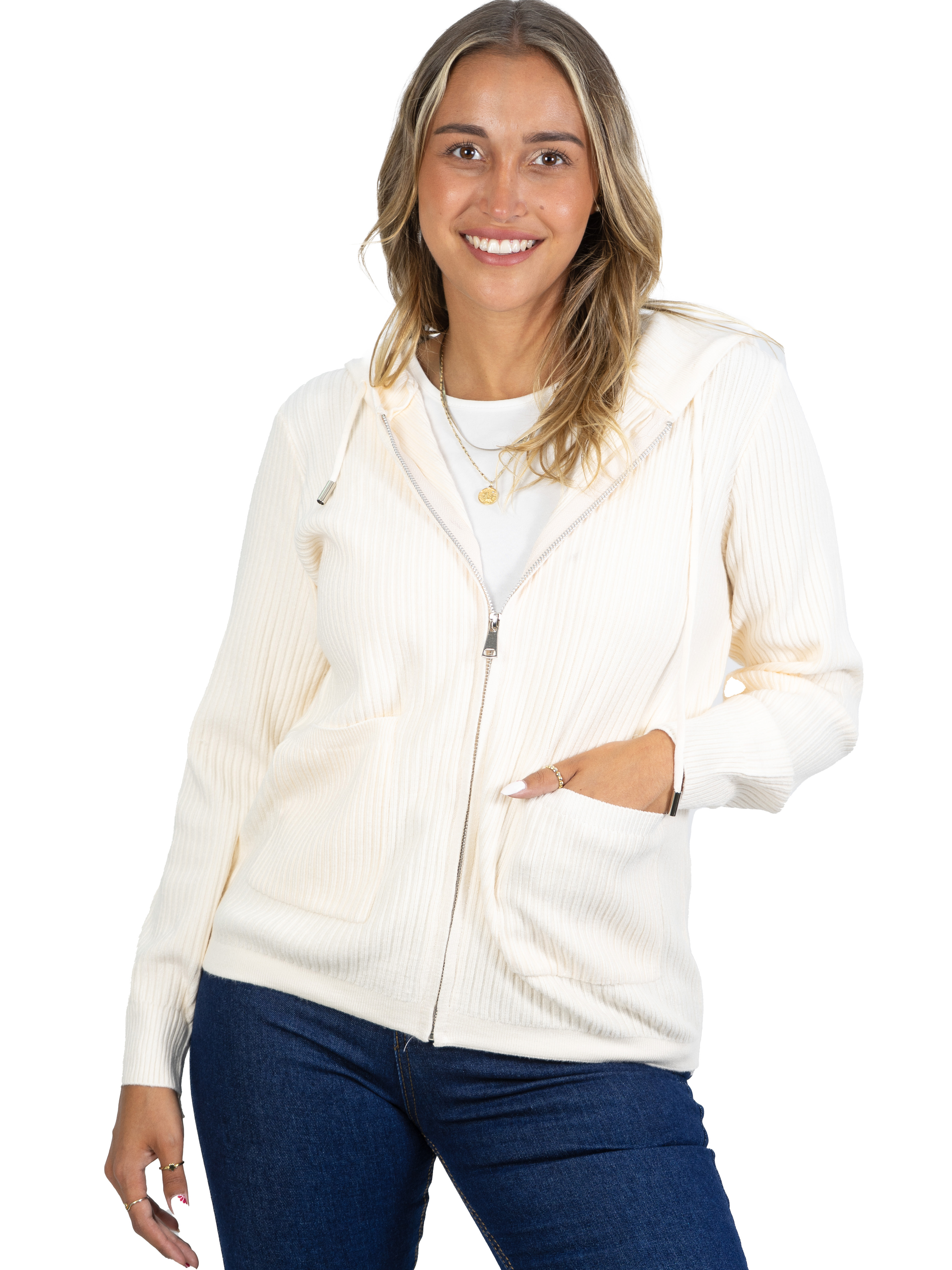 Chaleco mujer cierre gorro básico colores Eva 11