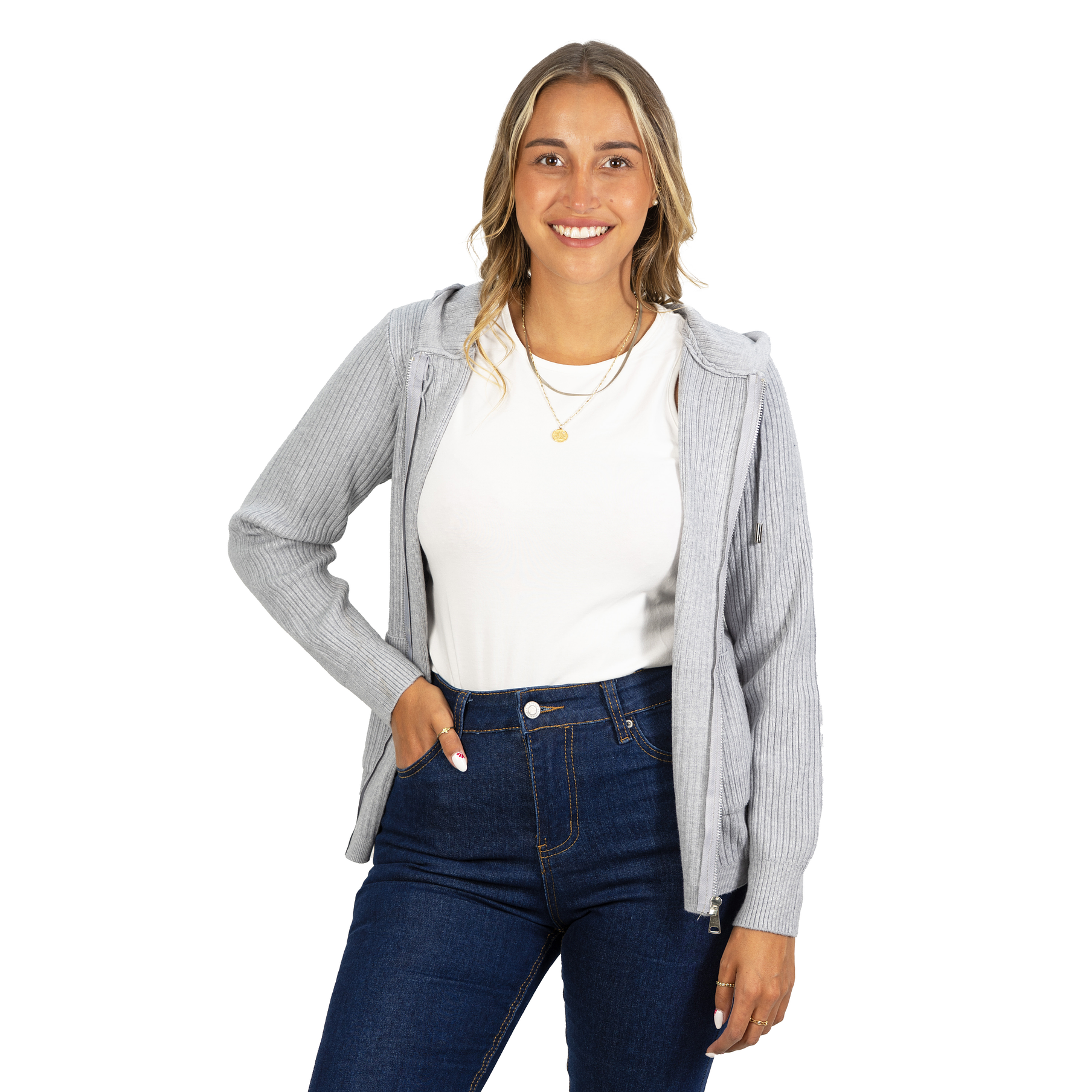 Chaleco mujer cierre gorro básico colores Eva 12