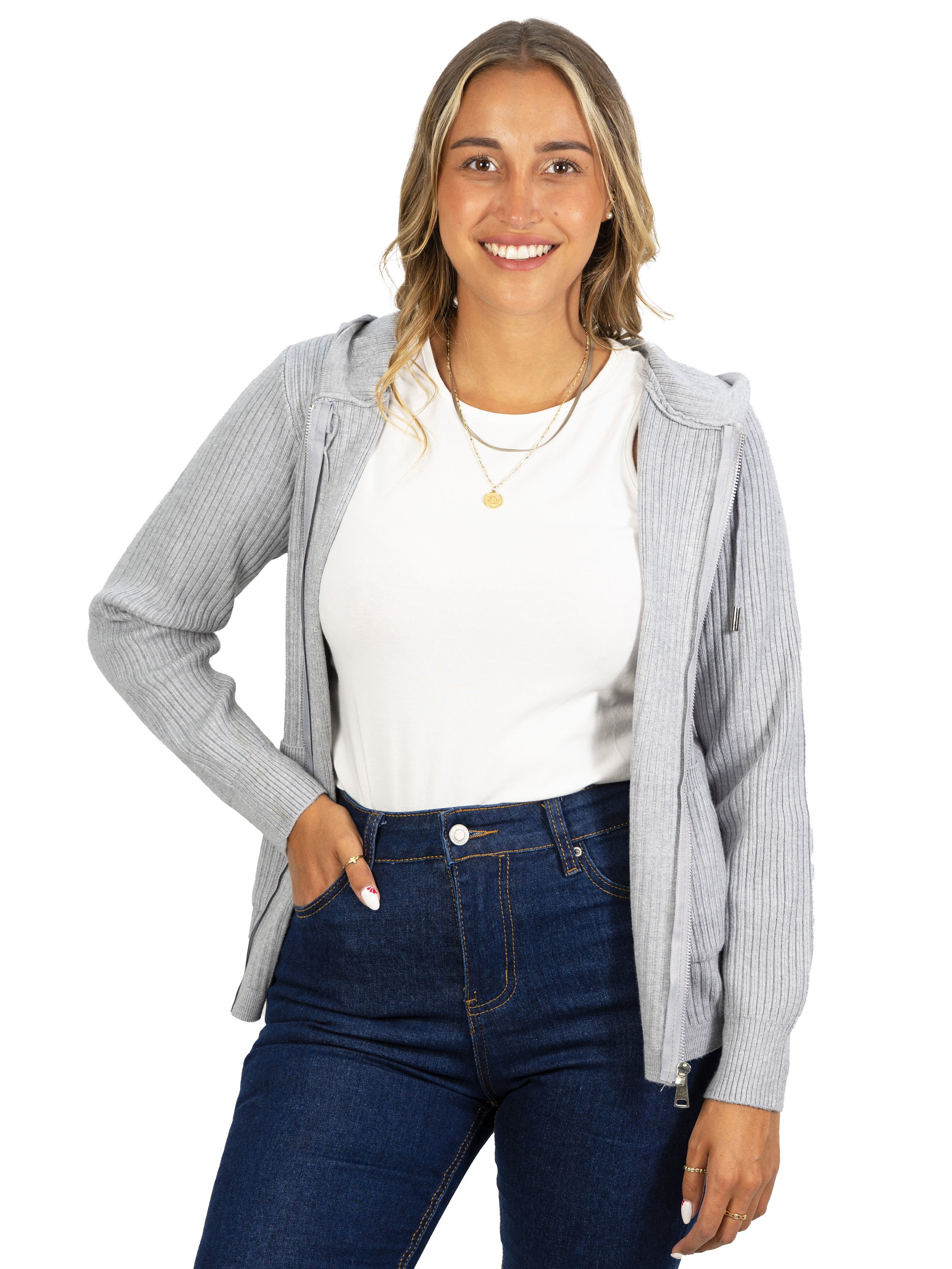 Chaleco mujer cierre gorro básico colores Eva 12