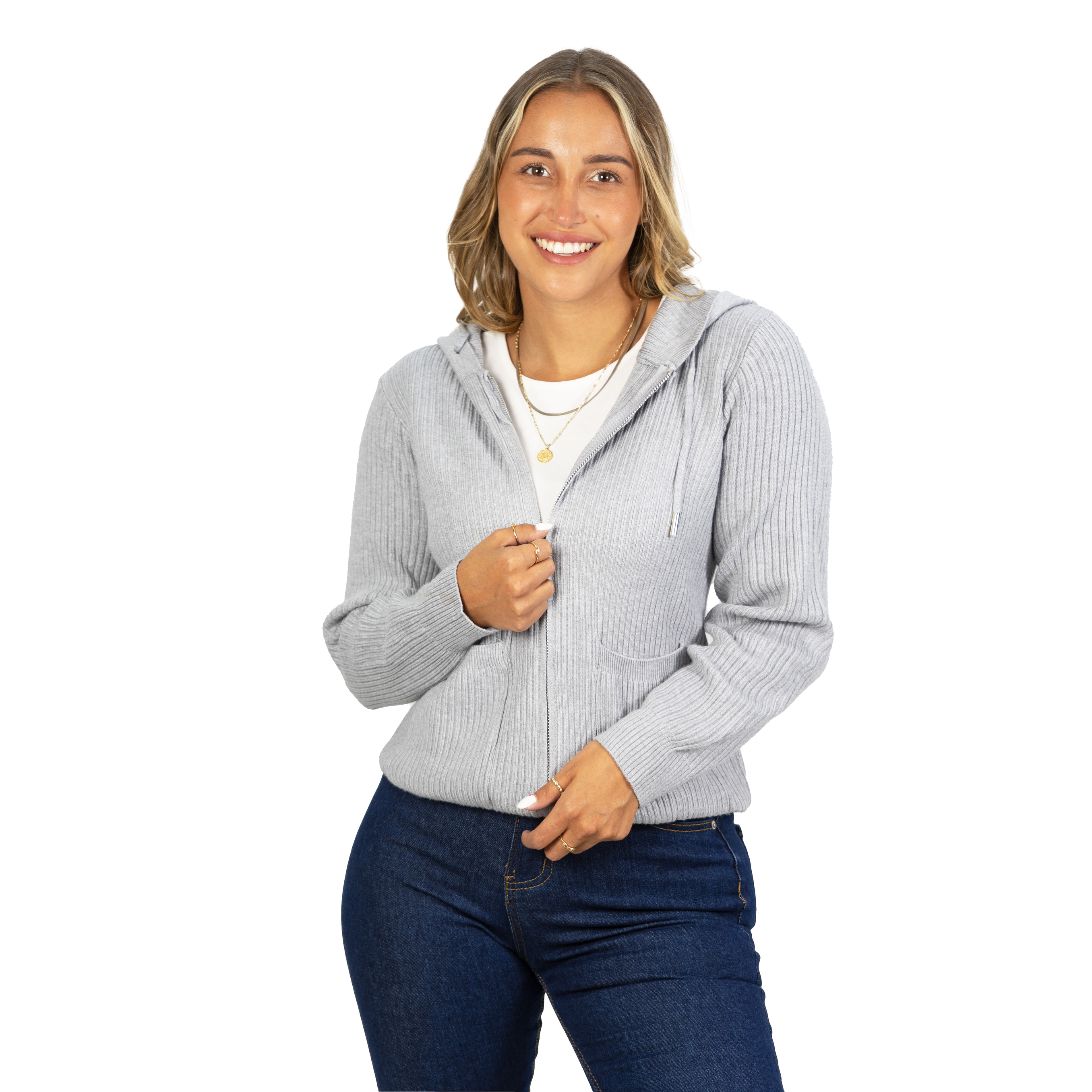 Chaleco mujer cierre gorro básico colores Eva 13