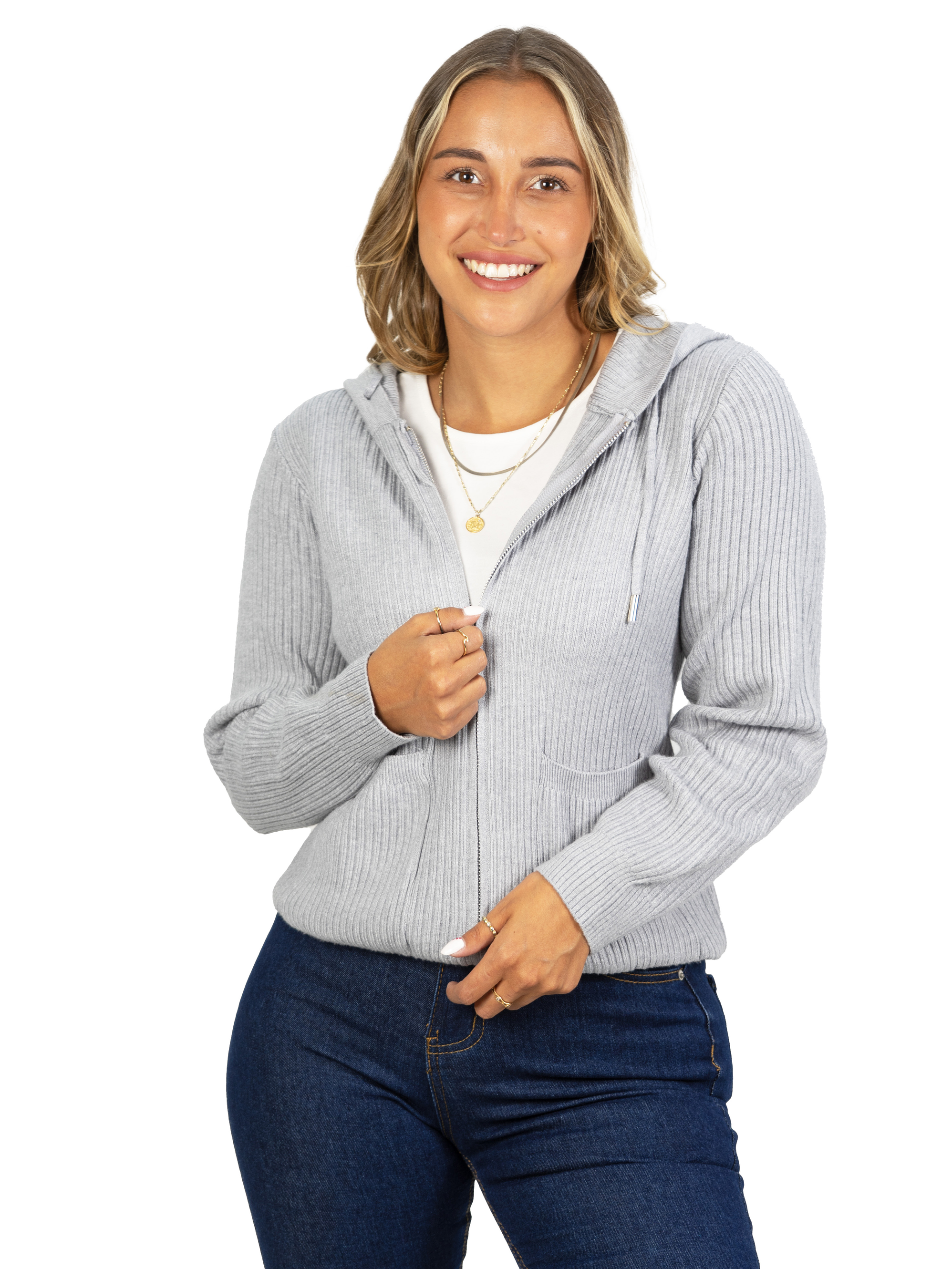 Chaleco mujer cierre gorro básico colores Eva 13