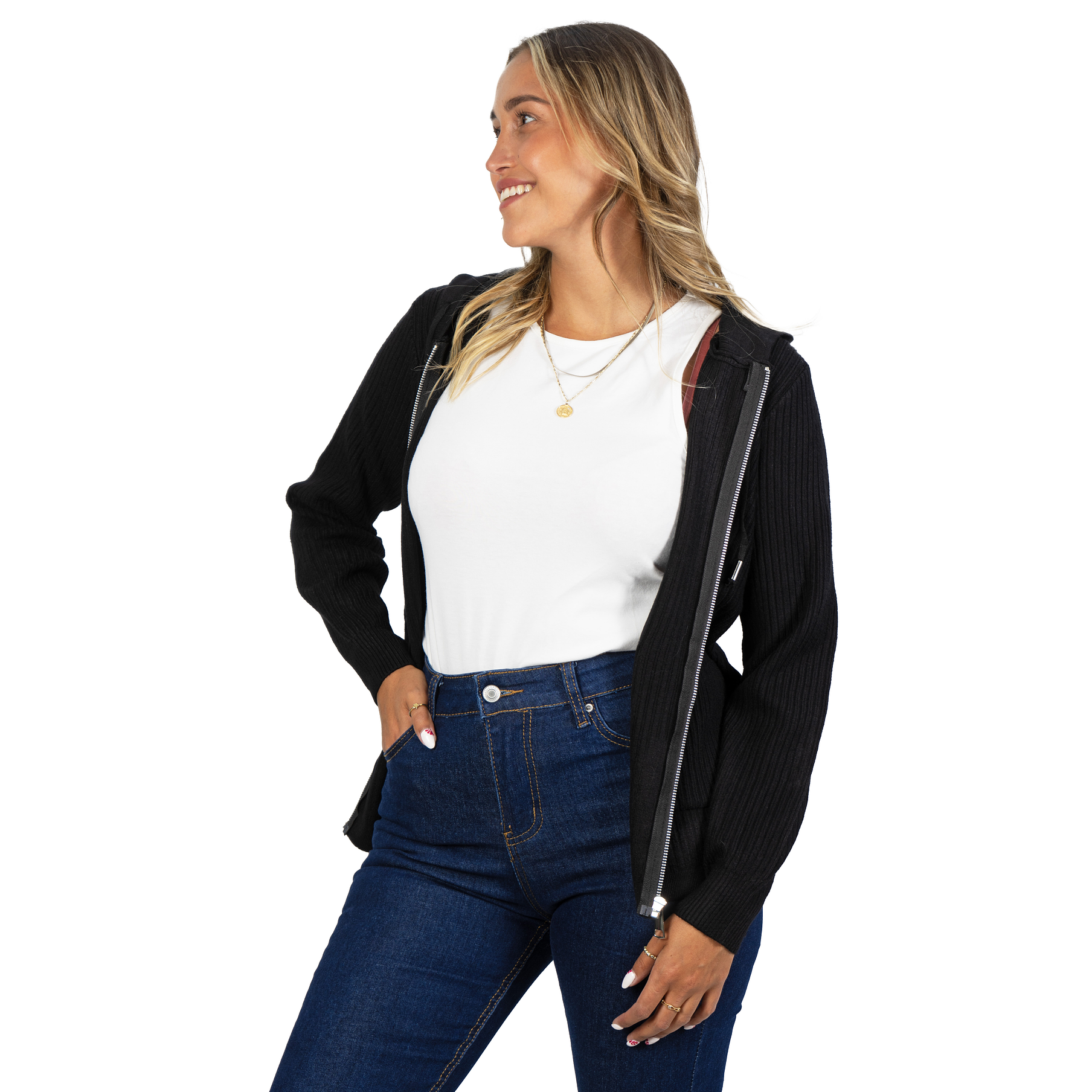 Chaleco mujer cierre gorro básico colores Eva 14