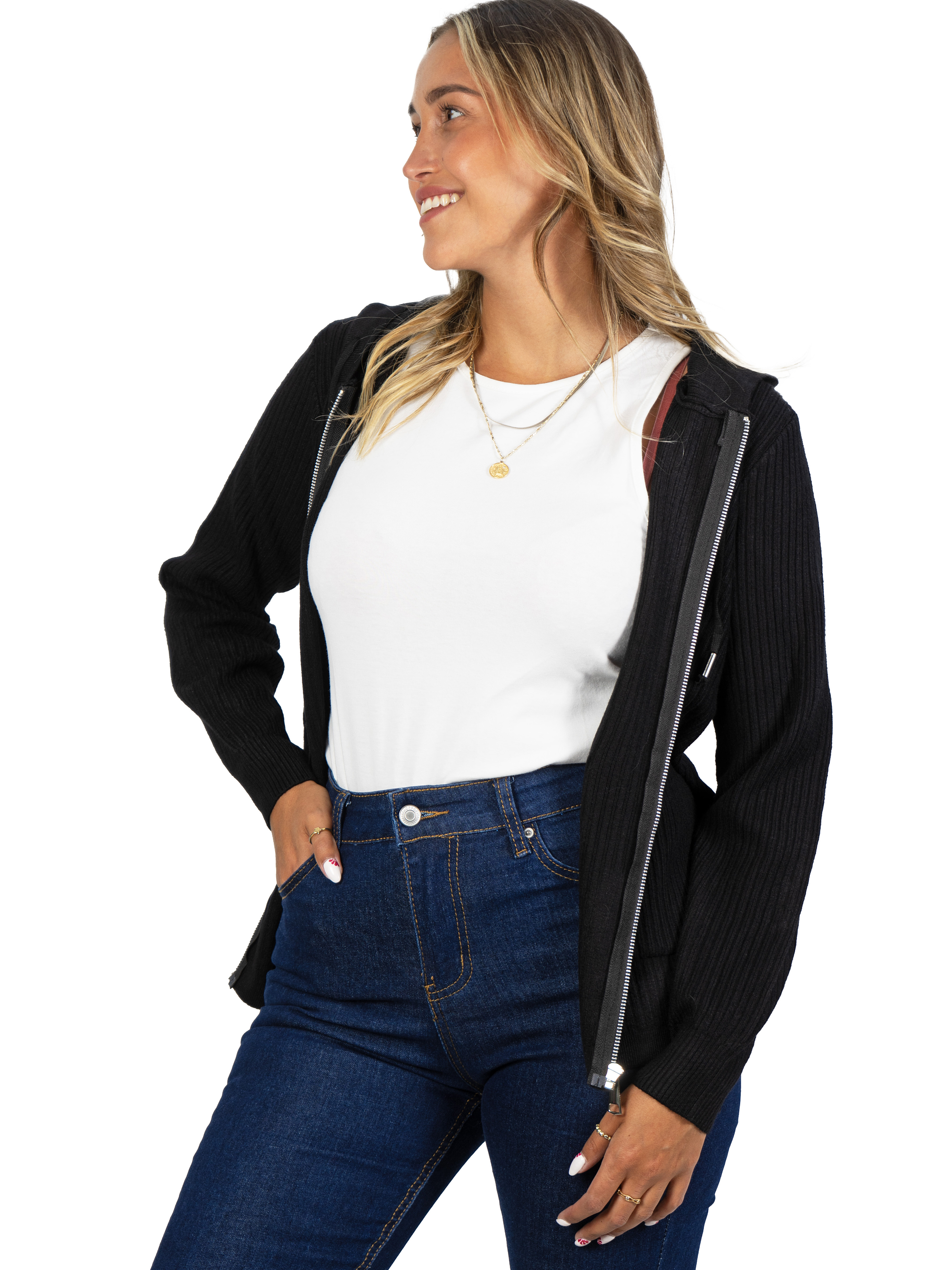 Chaleco mujer cierre gorro básico colores Eva 14