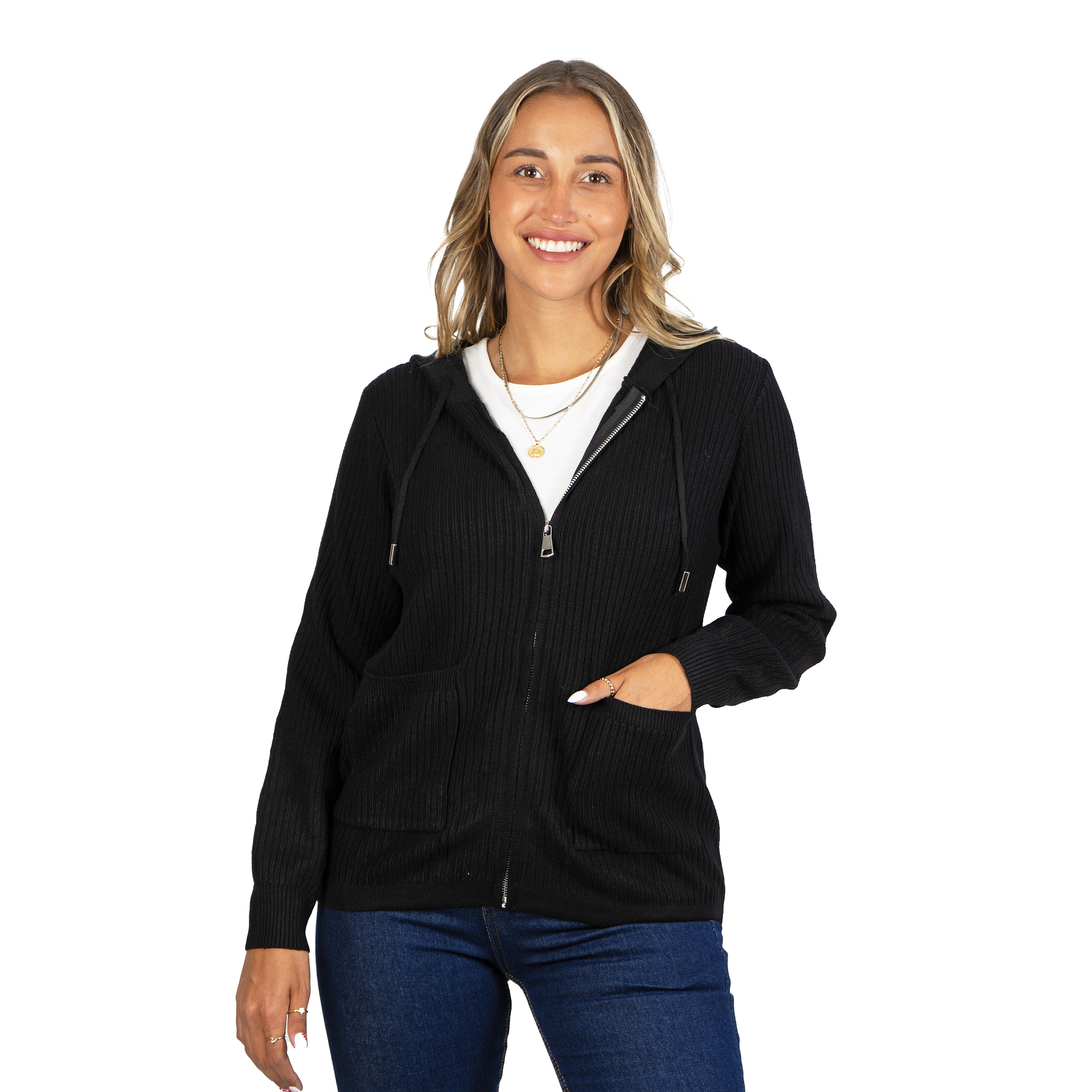 Chaleco mujer cierre gorro básico colores Eva 15