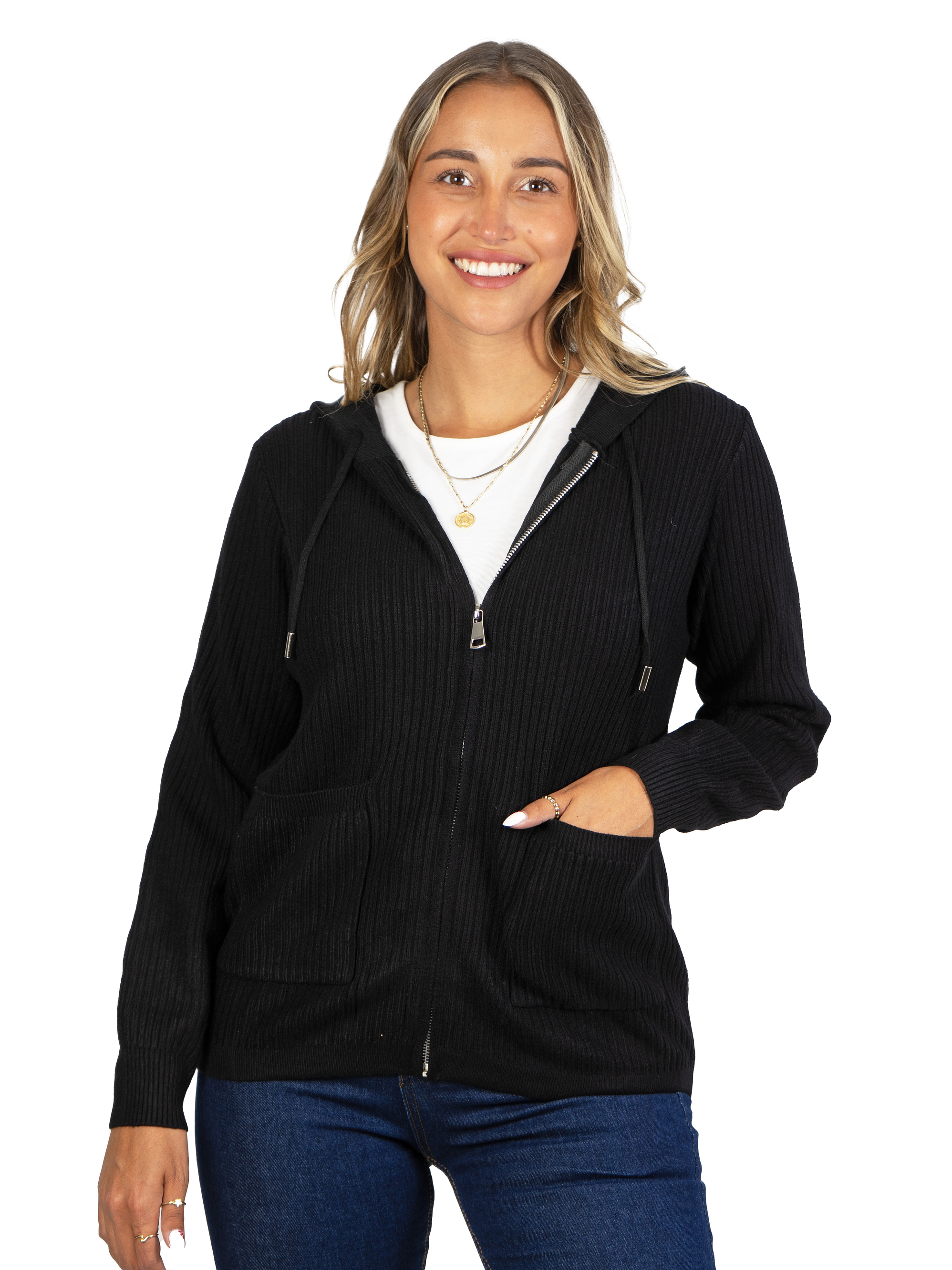 Chaleco mujer cierre gorro básico colores Eva 15