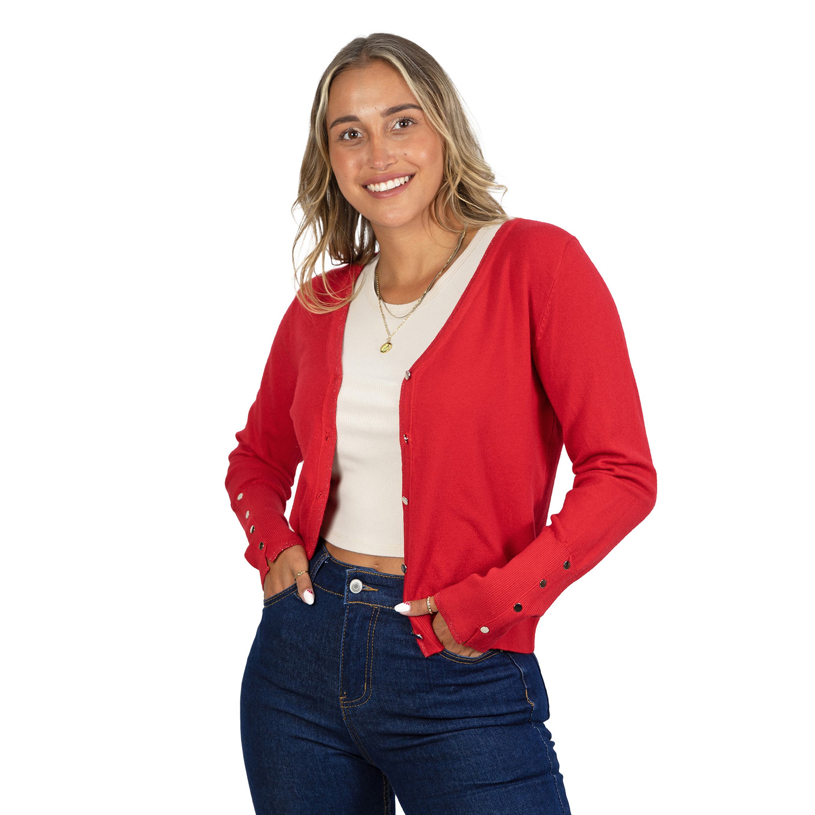 Chaleco mujer básico botones brillos Lian  4