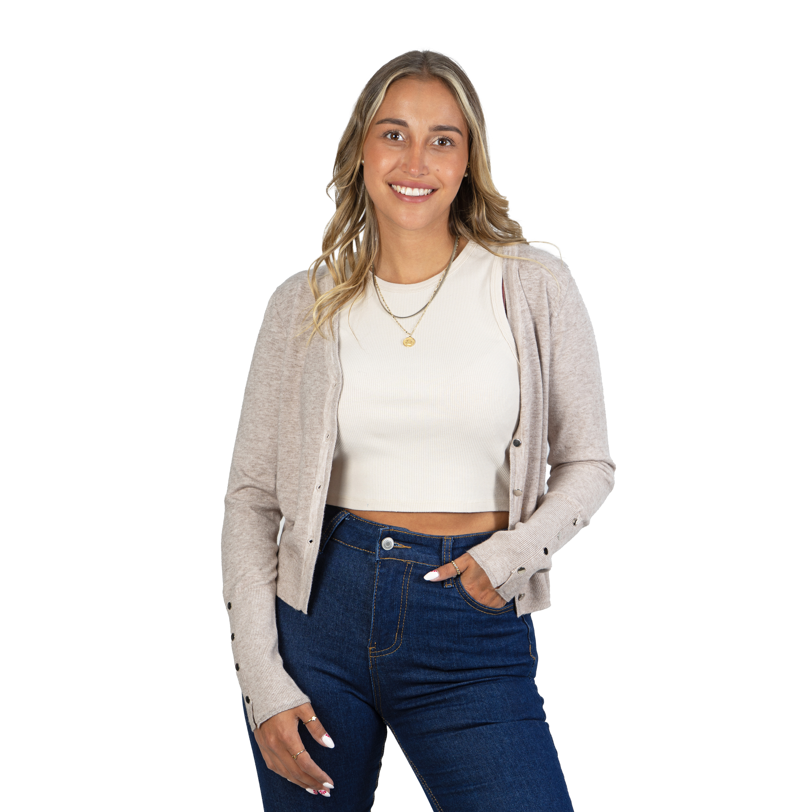 Chaleco mujer básico botones brillos Lian  2