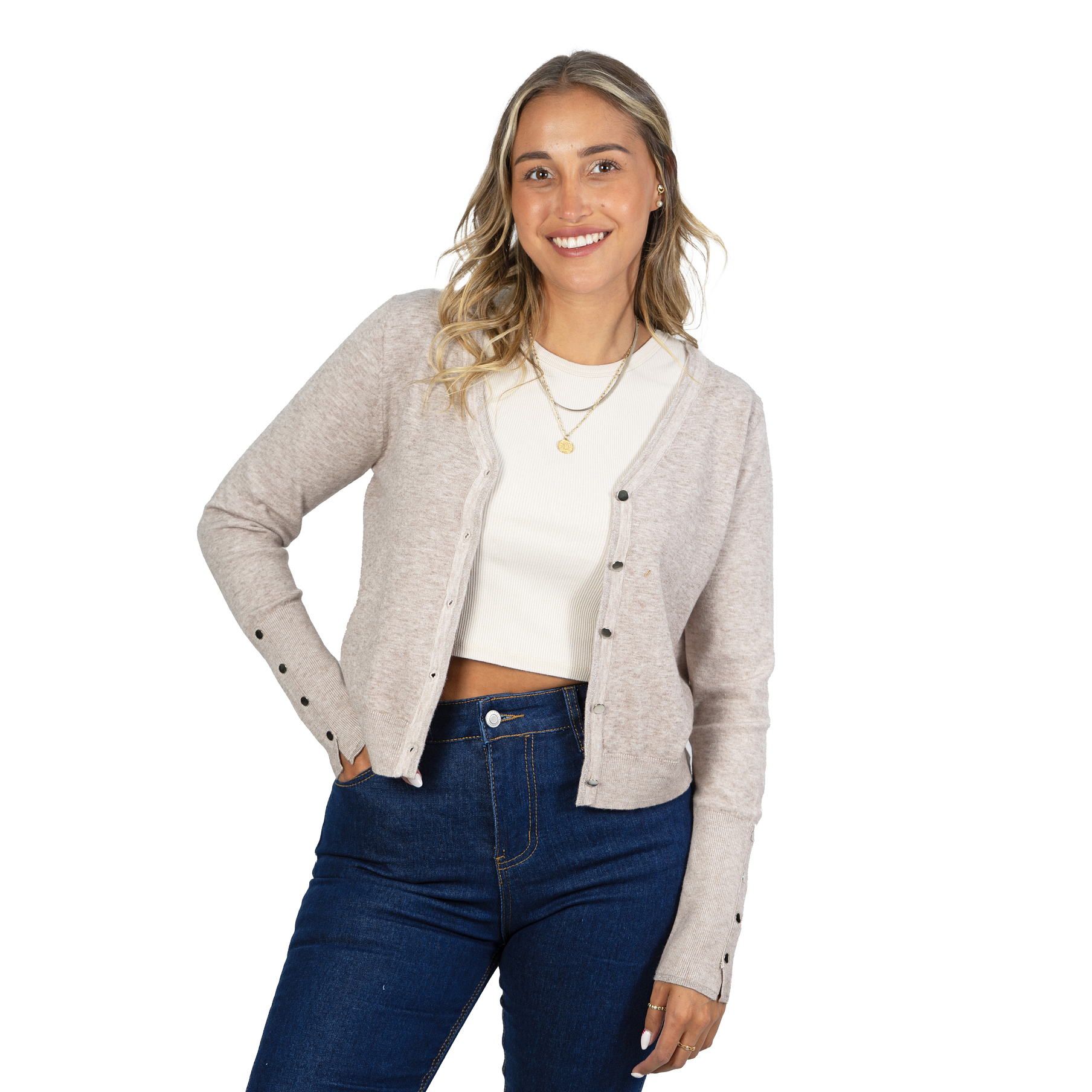 Chaleco mujer básico botones brillos Lian  1