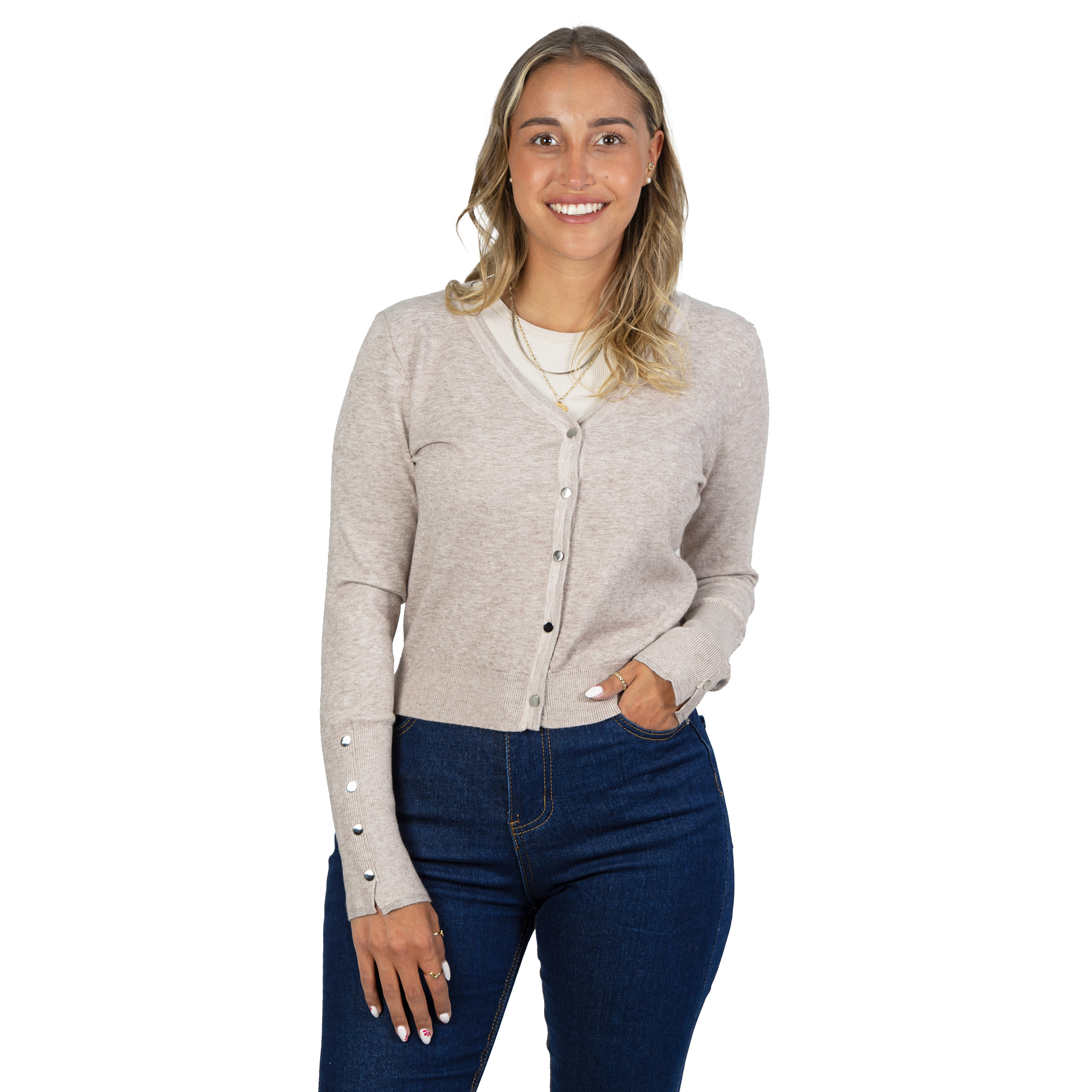 Chaleco mujer básico botones brillos Lian  3