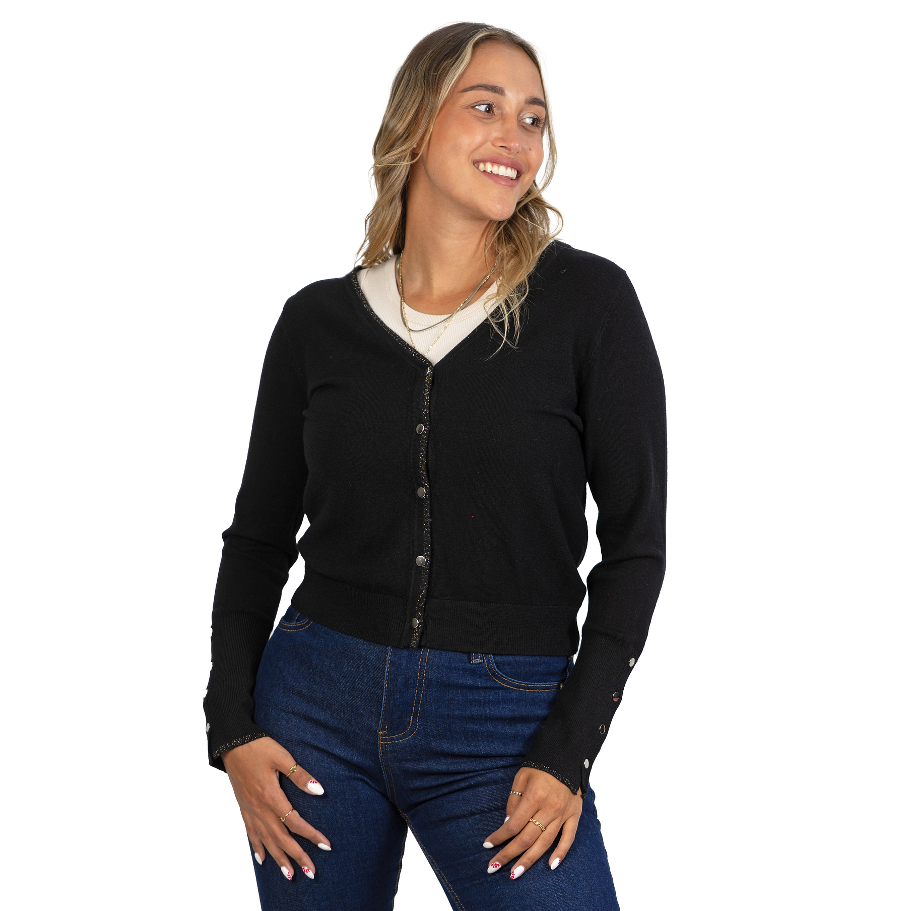 Chaleco mujer básico botones brillos Lian  12