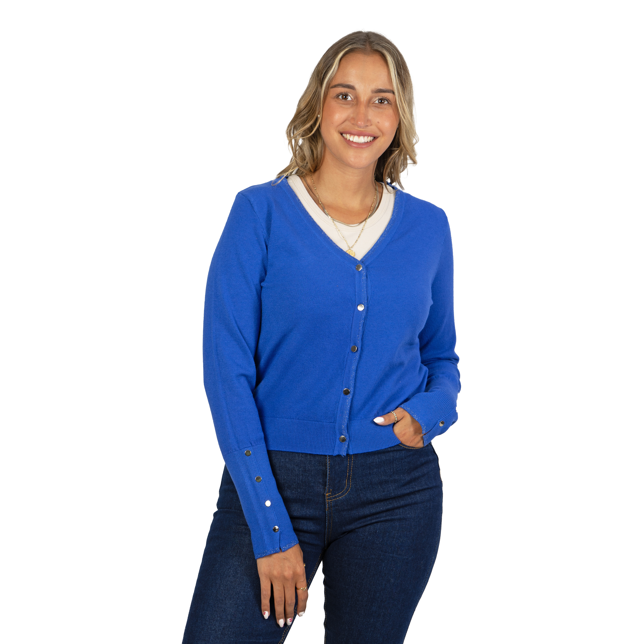 Chaleco mujer básico botones brillos Lian  14