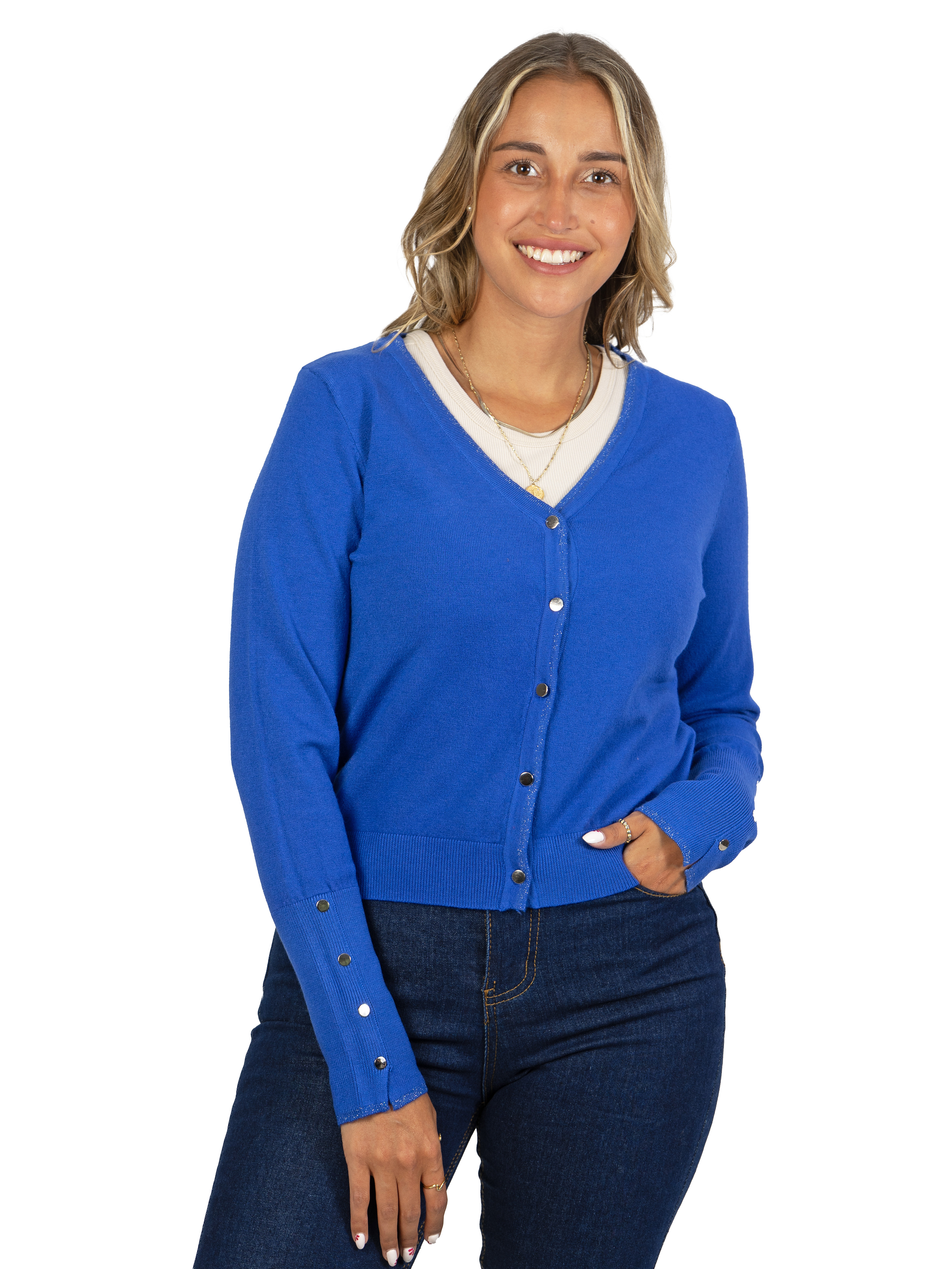 Chaleco mujer básico botones brillos Lian  14