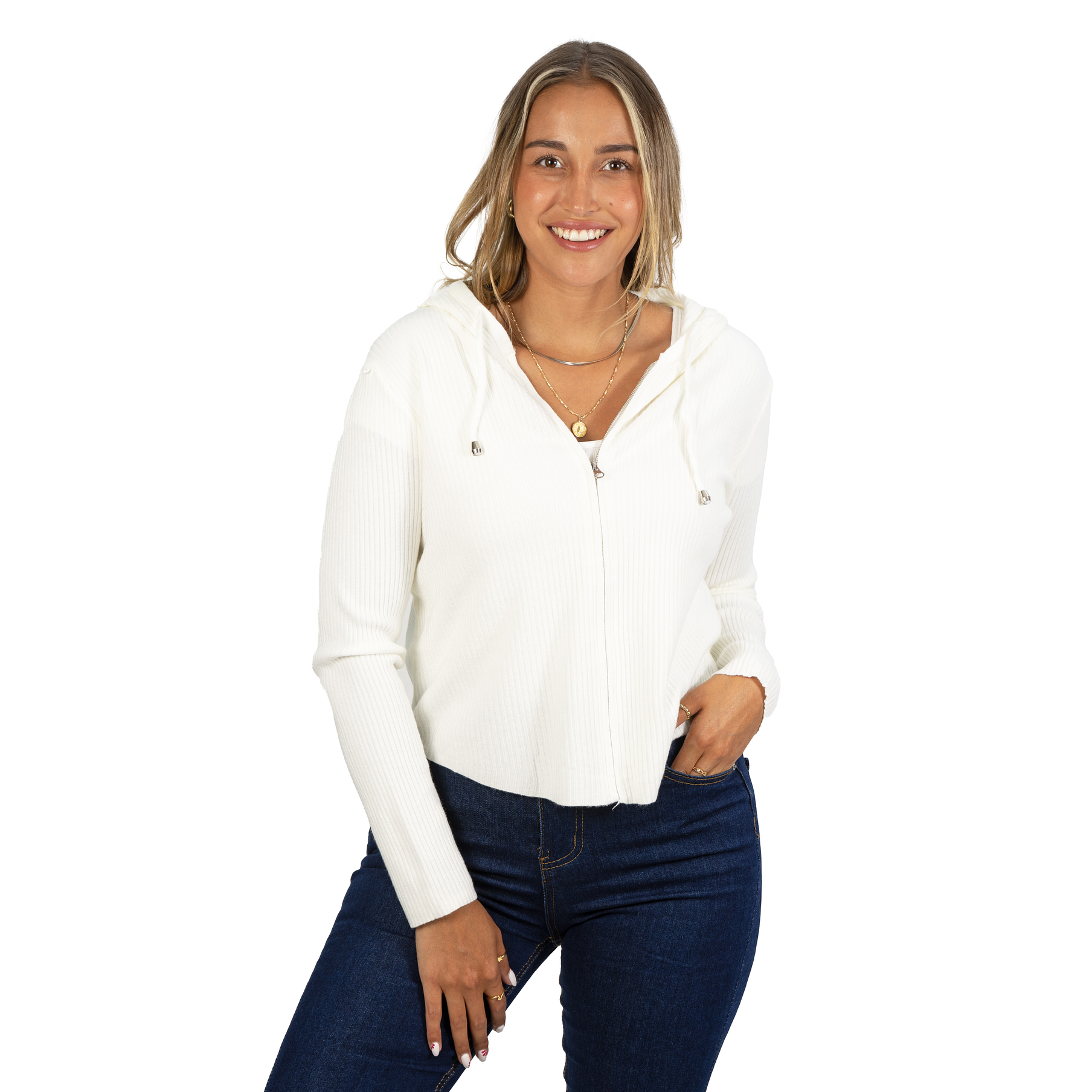 Chaleco mujer acanalado con gorro ovalado 3