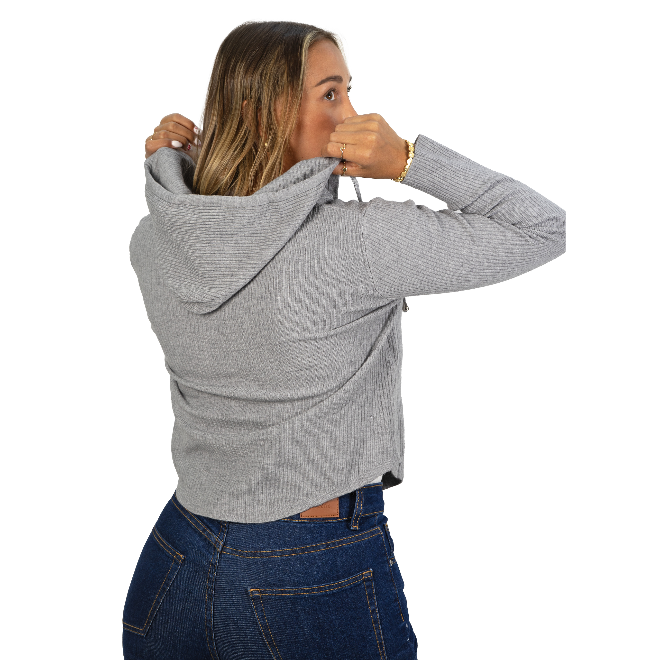 Chaleco mujer acanalado con gorro ovalado 9