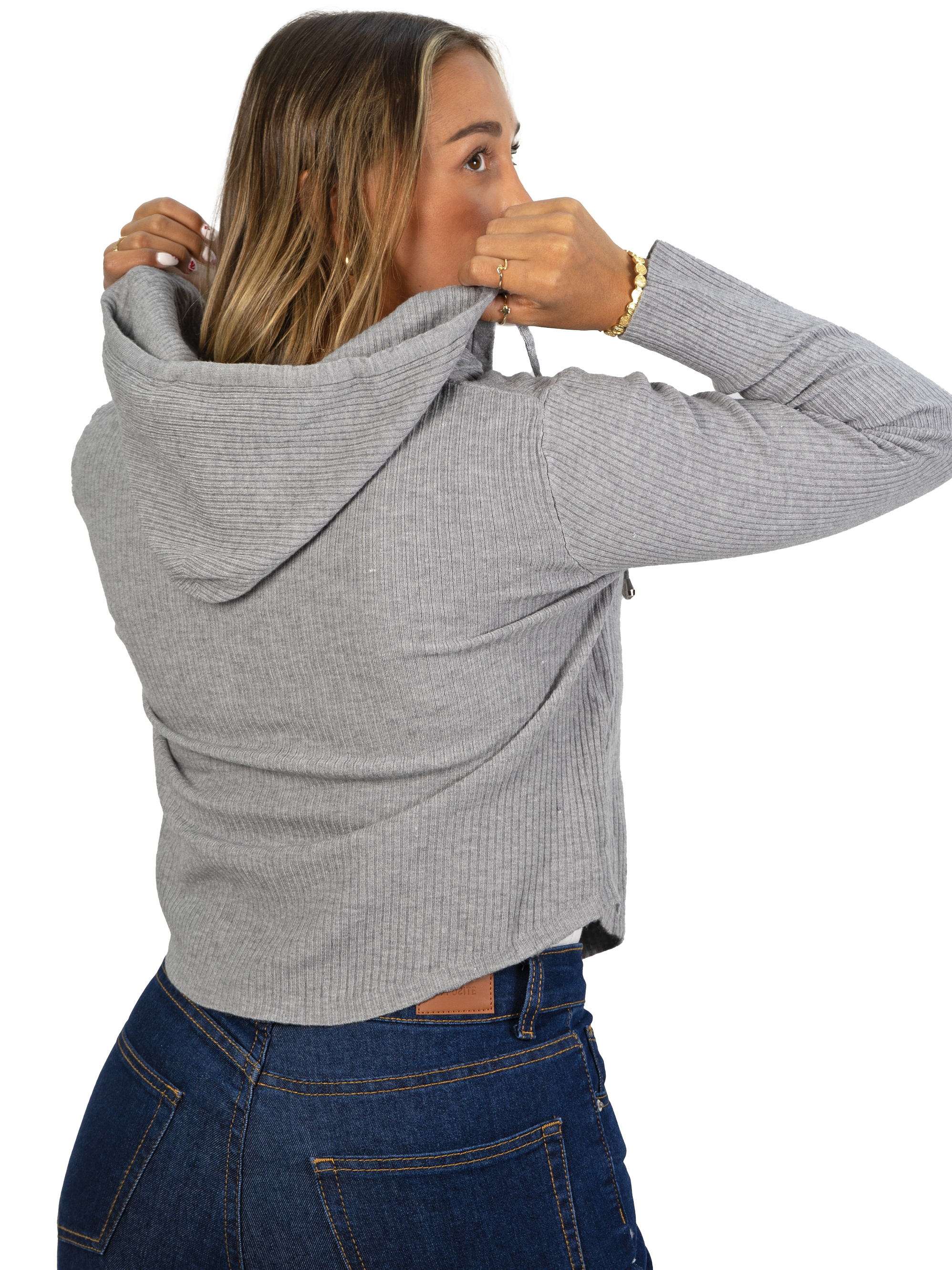 Chaleco mujer acanalado con gorro ovalado 9