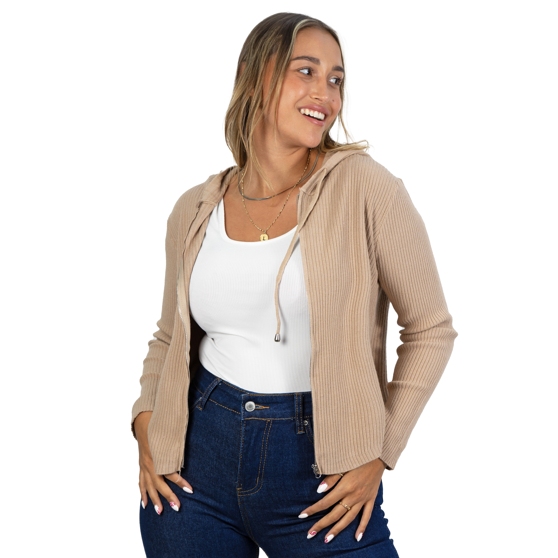 Chaleco mujer acanalado con gorro ovalado 10