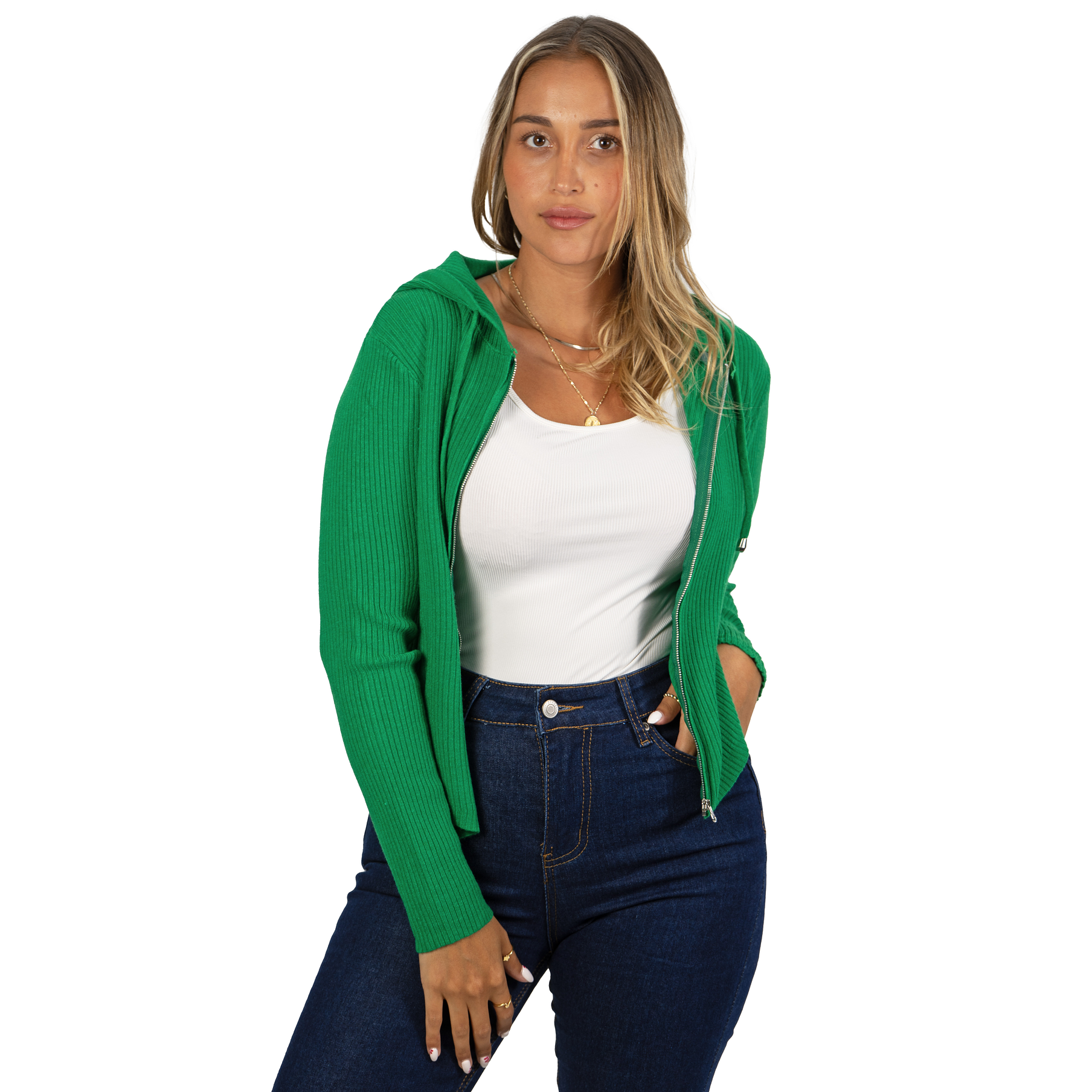 Chaleco mujer acanalado con gorro ovalado 13