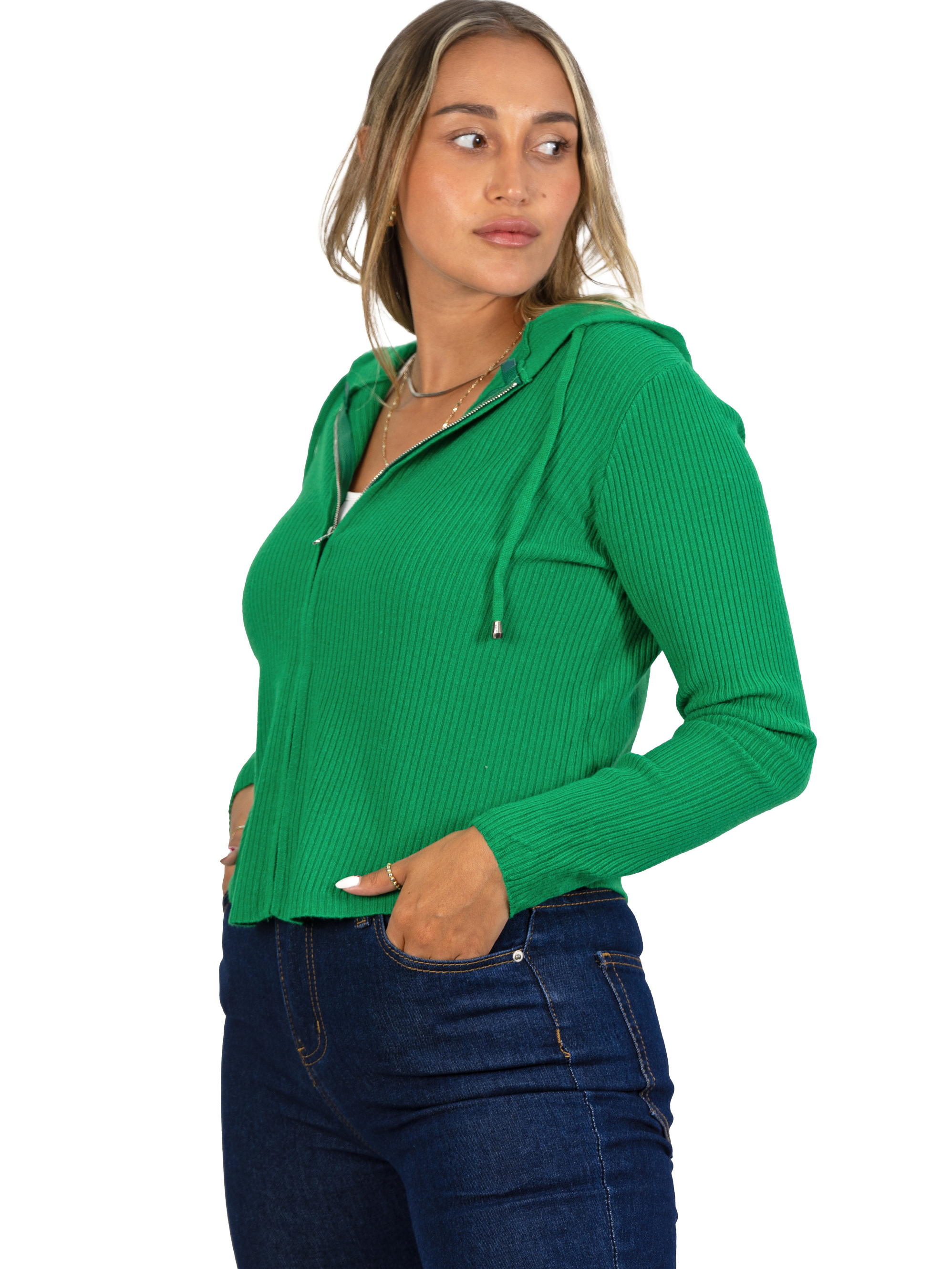 Chaleco mujer acanalado con gorro ovalado 14