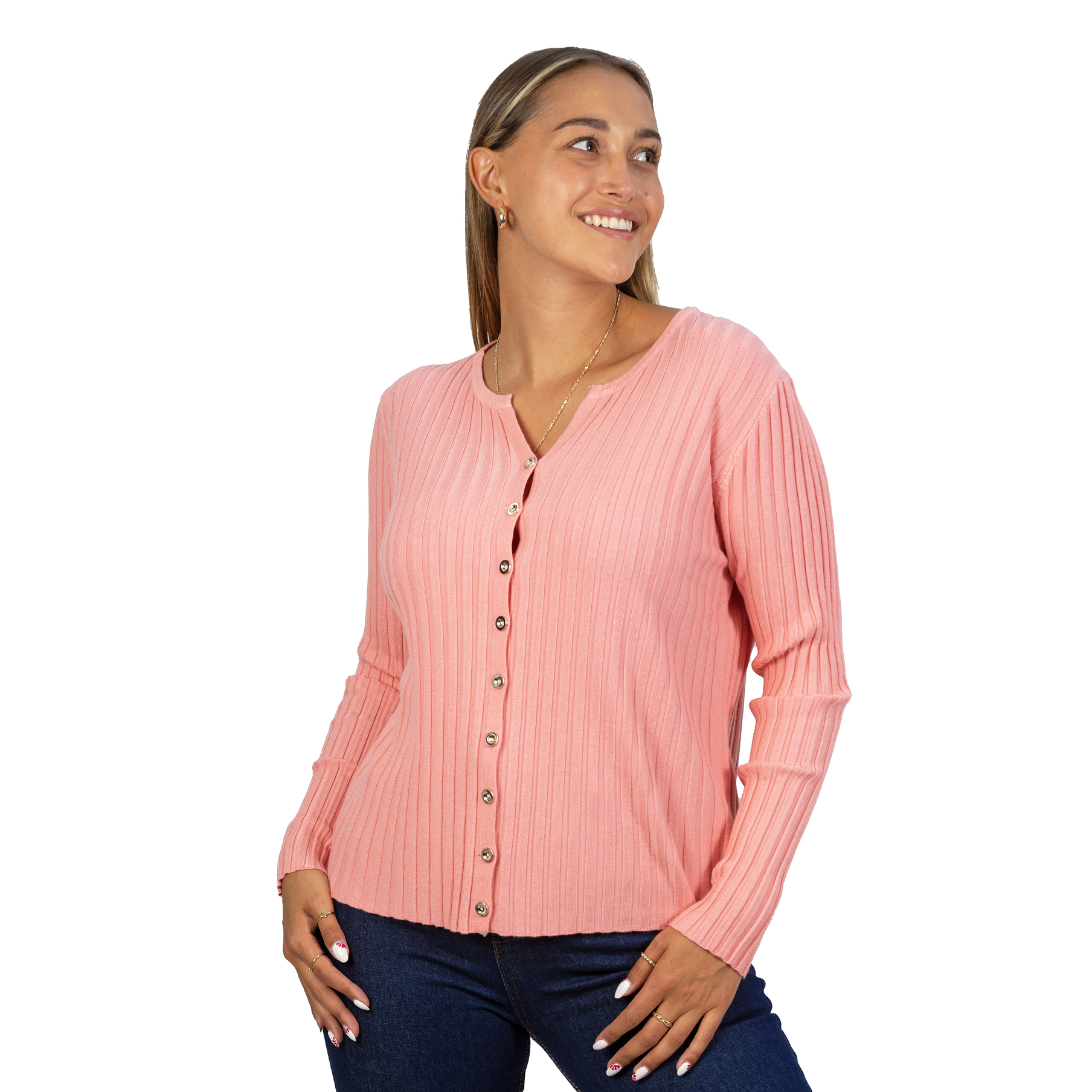 Sweater Básico con Botones acanalado colores 1