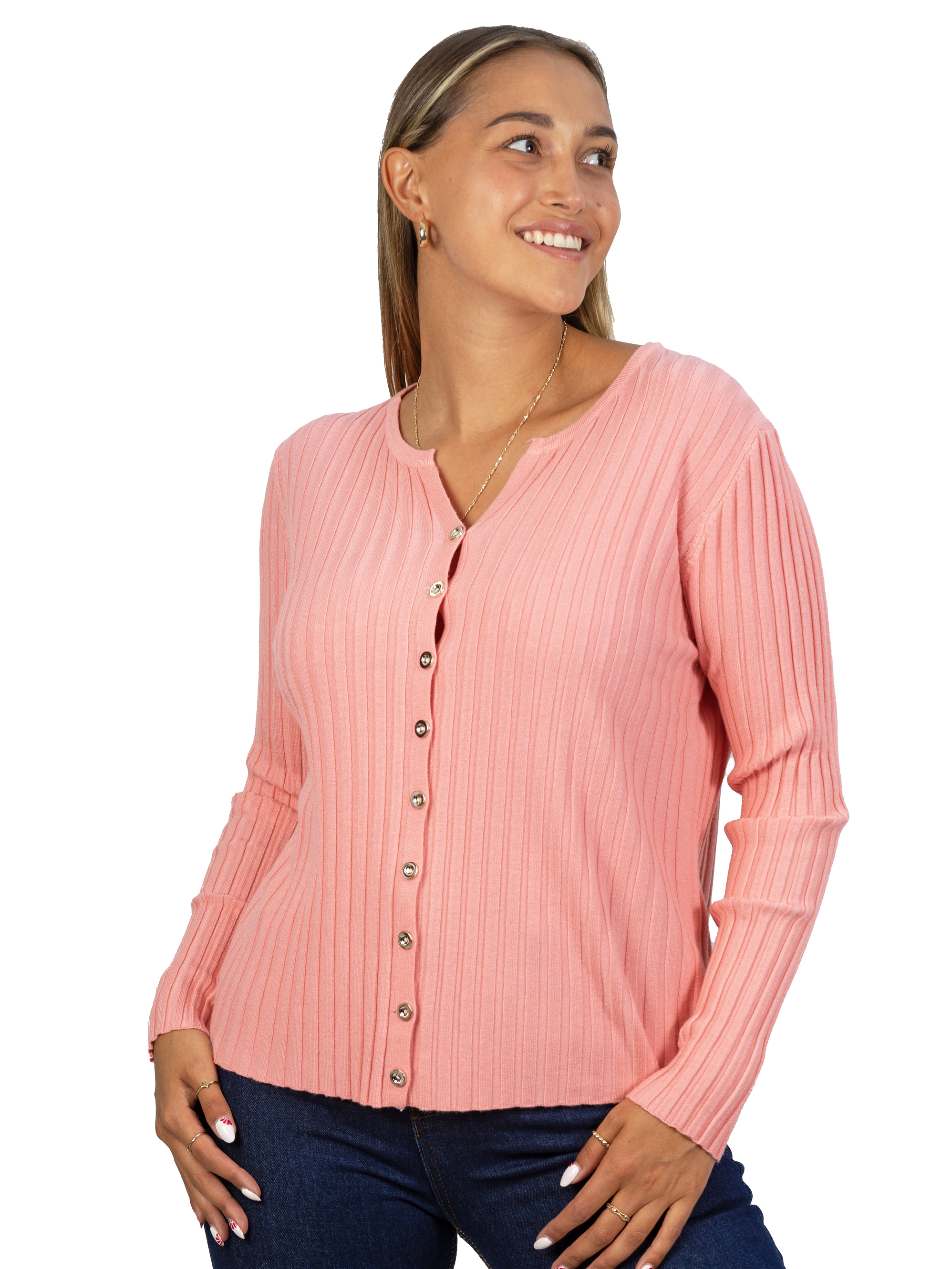 Sweater Básico con Botones acanalado colores 1