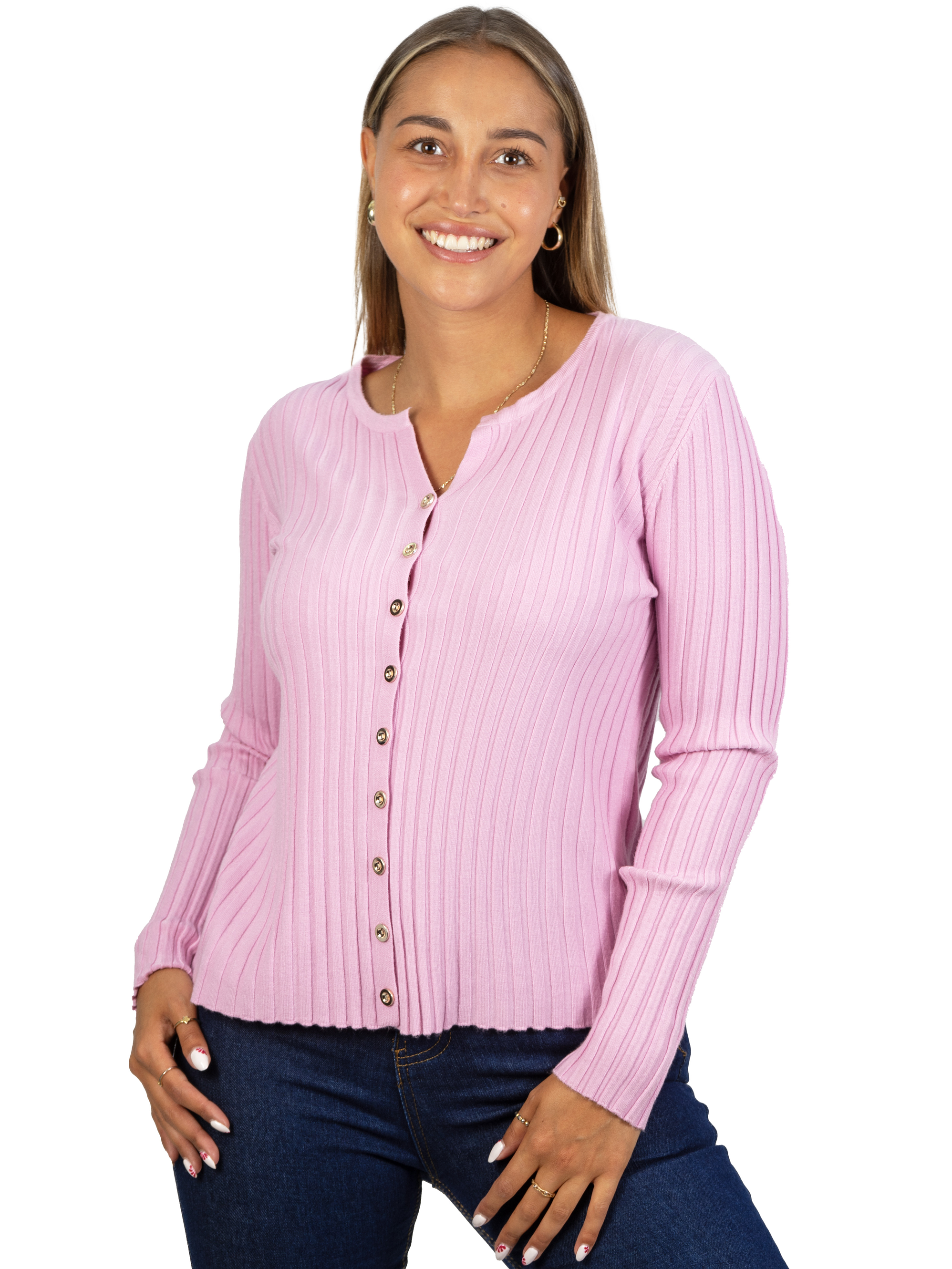 Sweater Básico con Botones acanalado colores 8