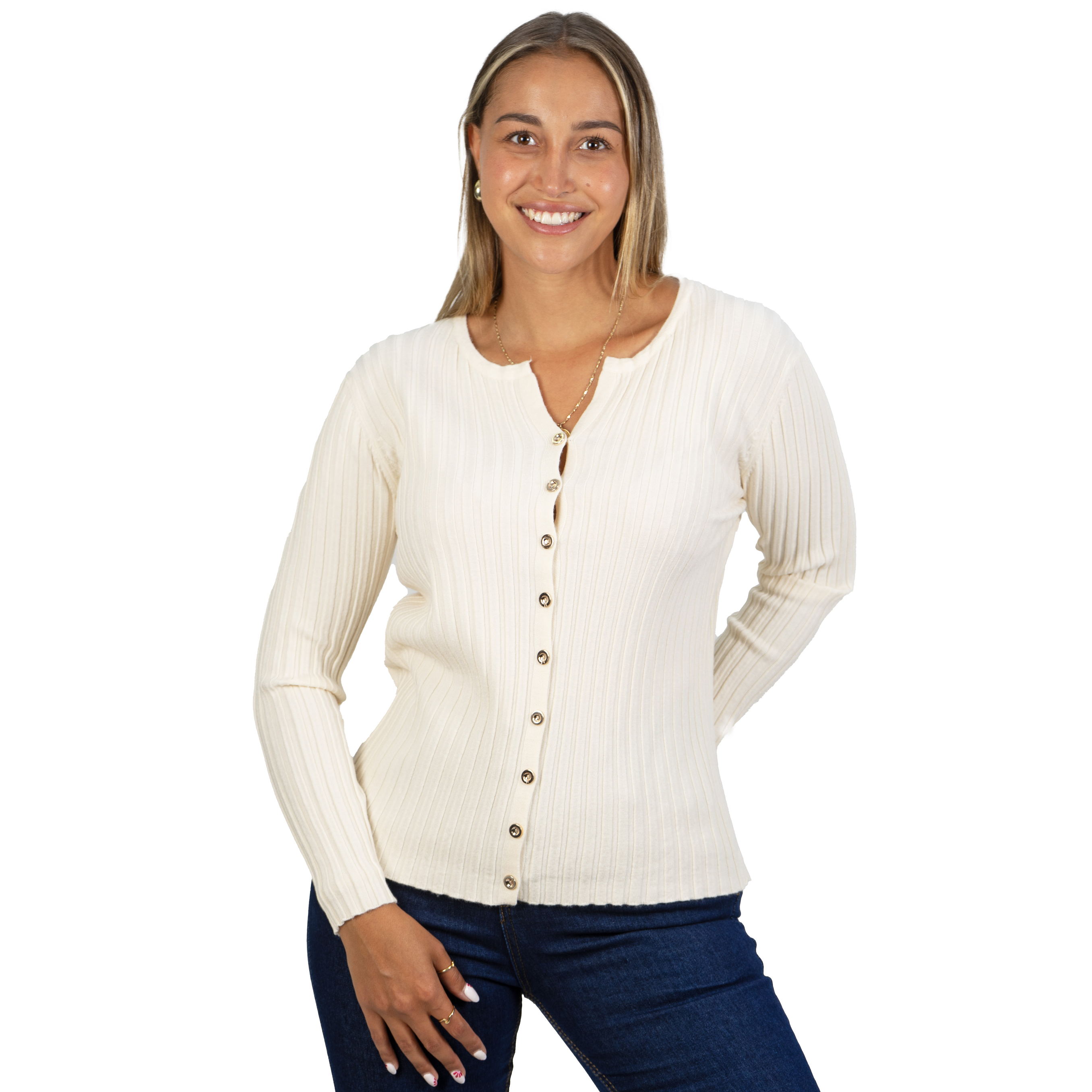 Sweater Básico con Botones acanalado colores 10